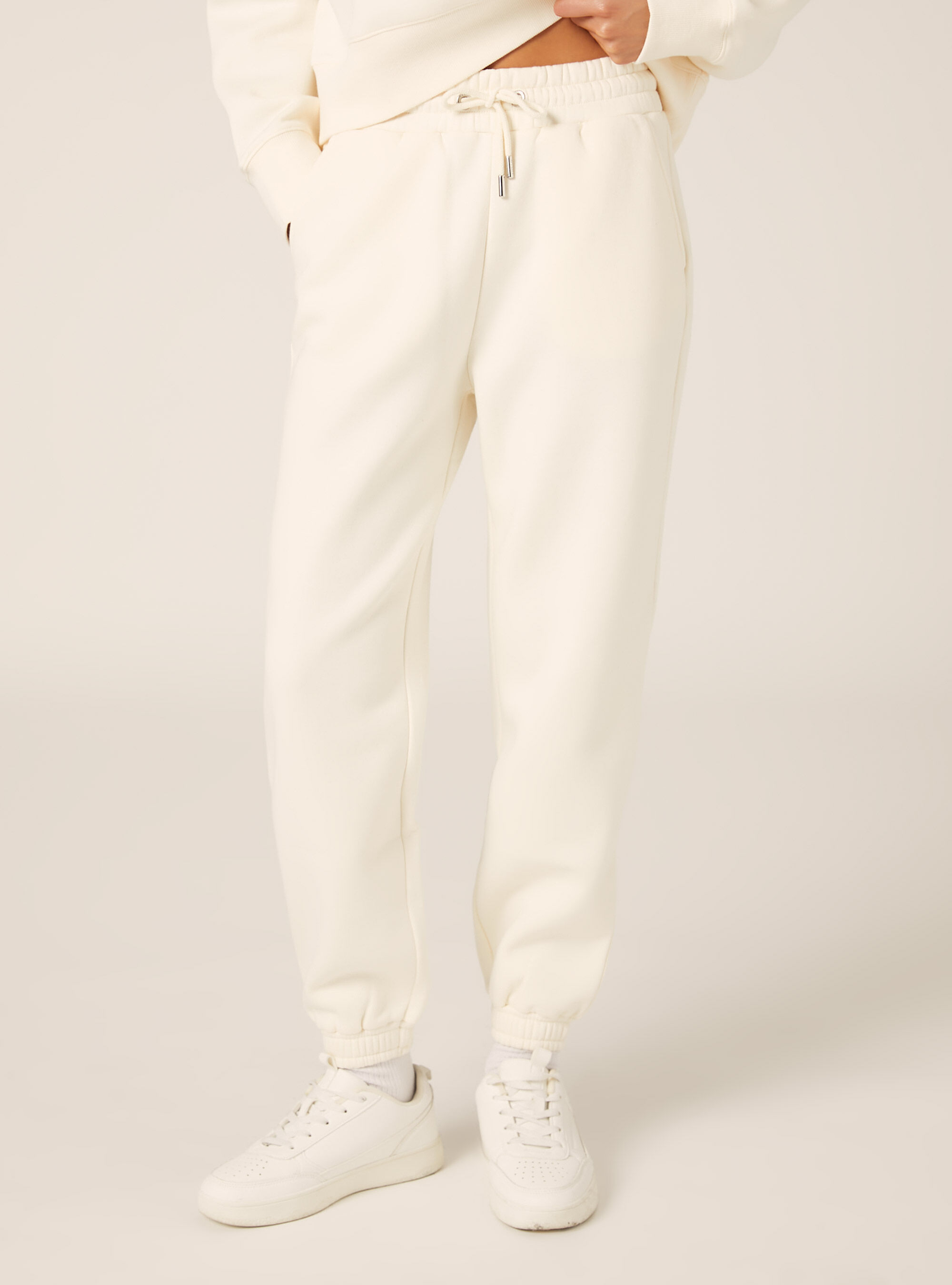 Pantalones jogger de felpa, CR3 CREAM LIGHT