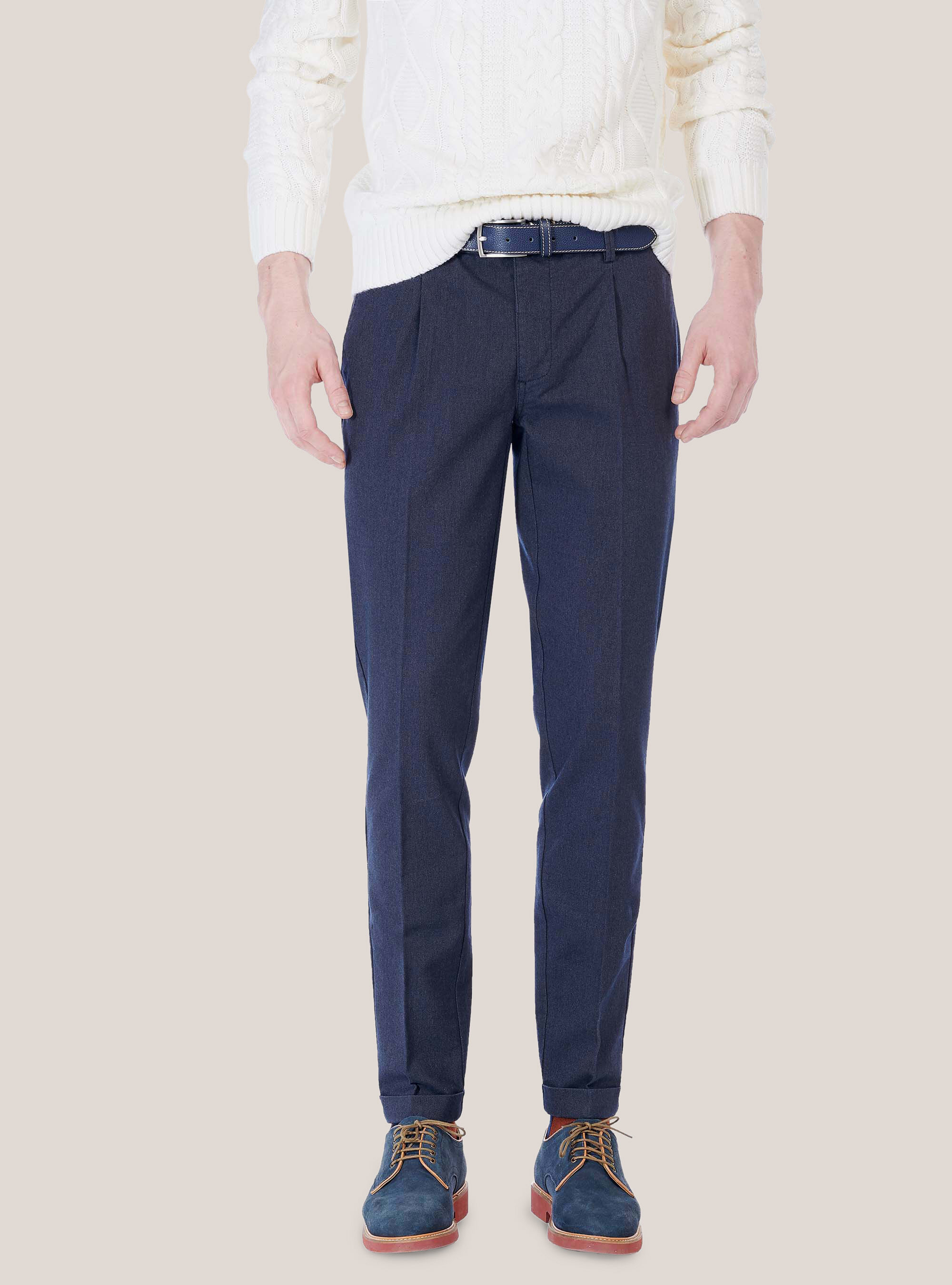 Pantaloni discount con risvolto