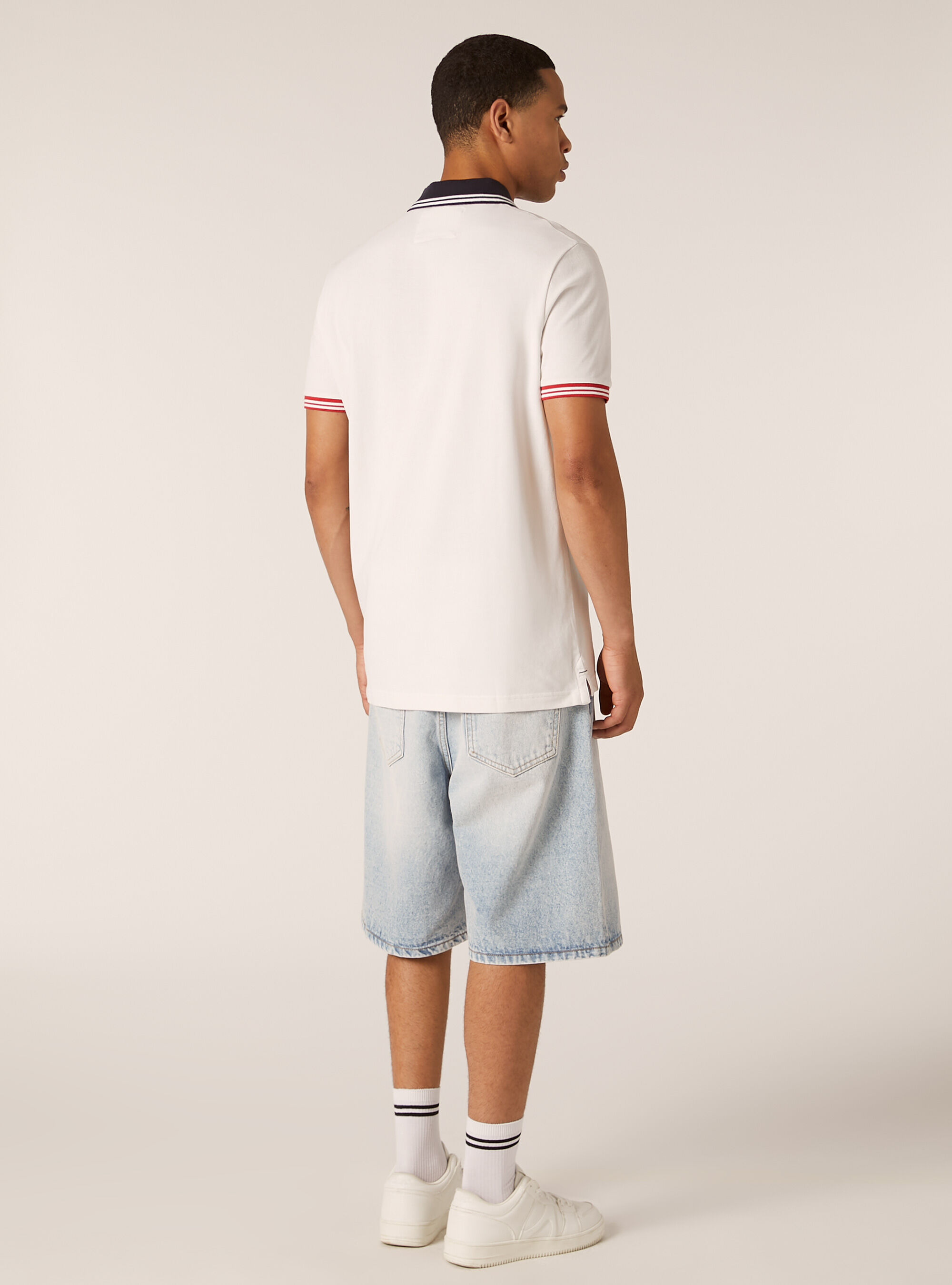 Cotton polo shirt with embroidery, WHITE