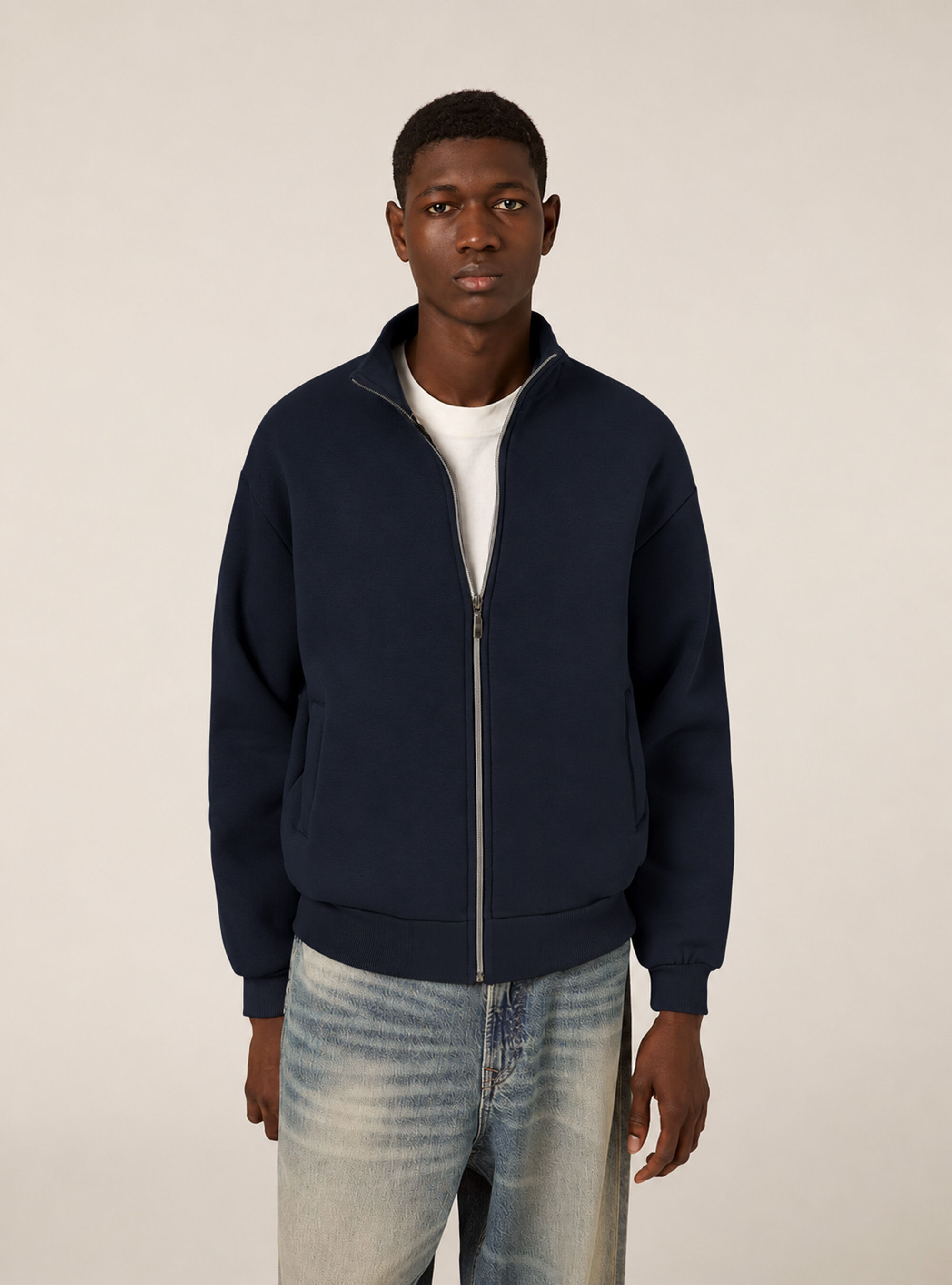 Cardigan con cerniera mezzocollo
