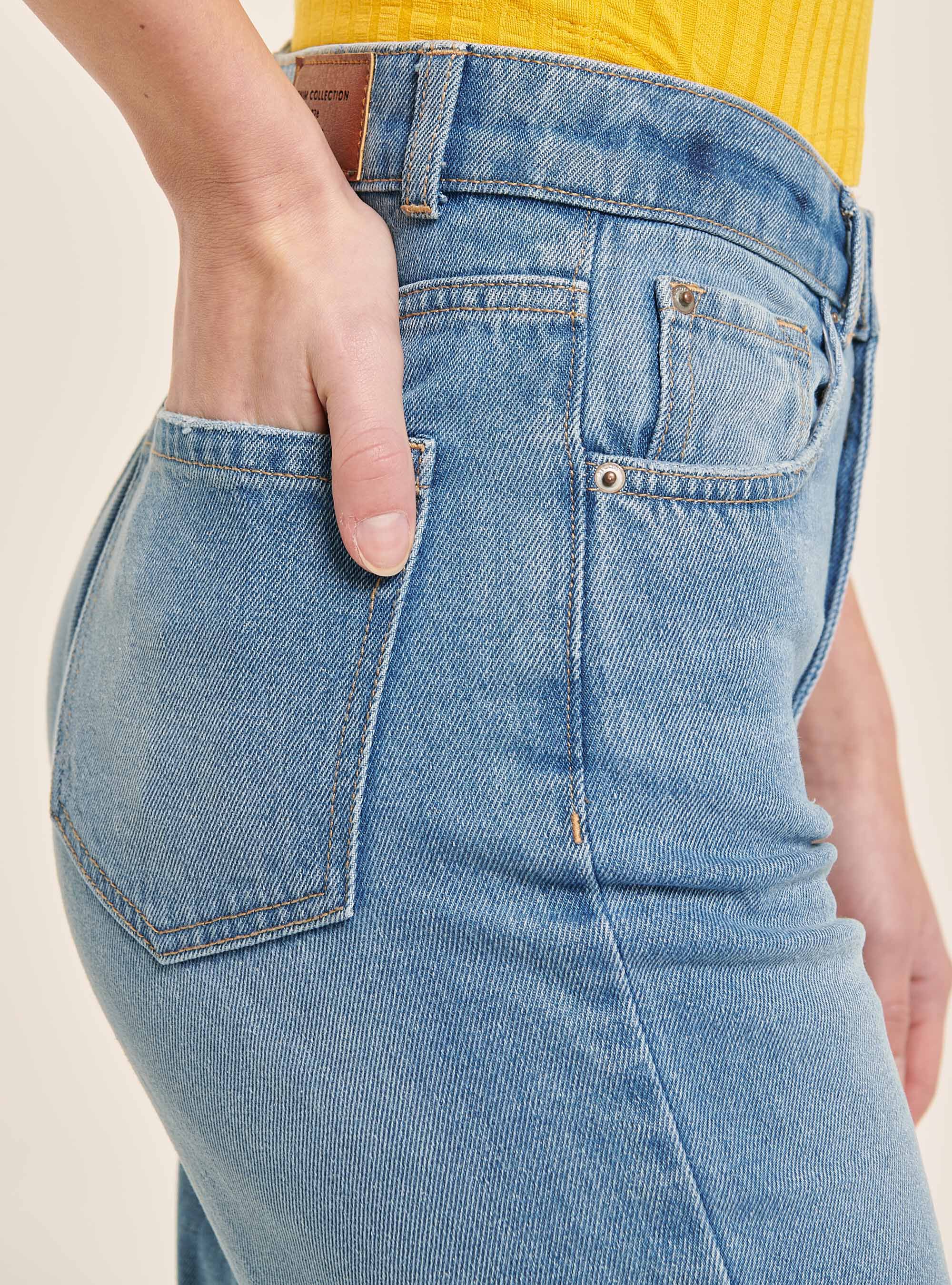 Jeans coupe mom coton bio, C272 BLUE