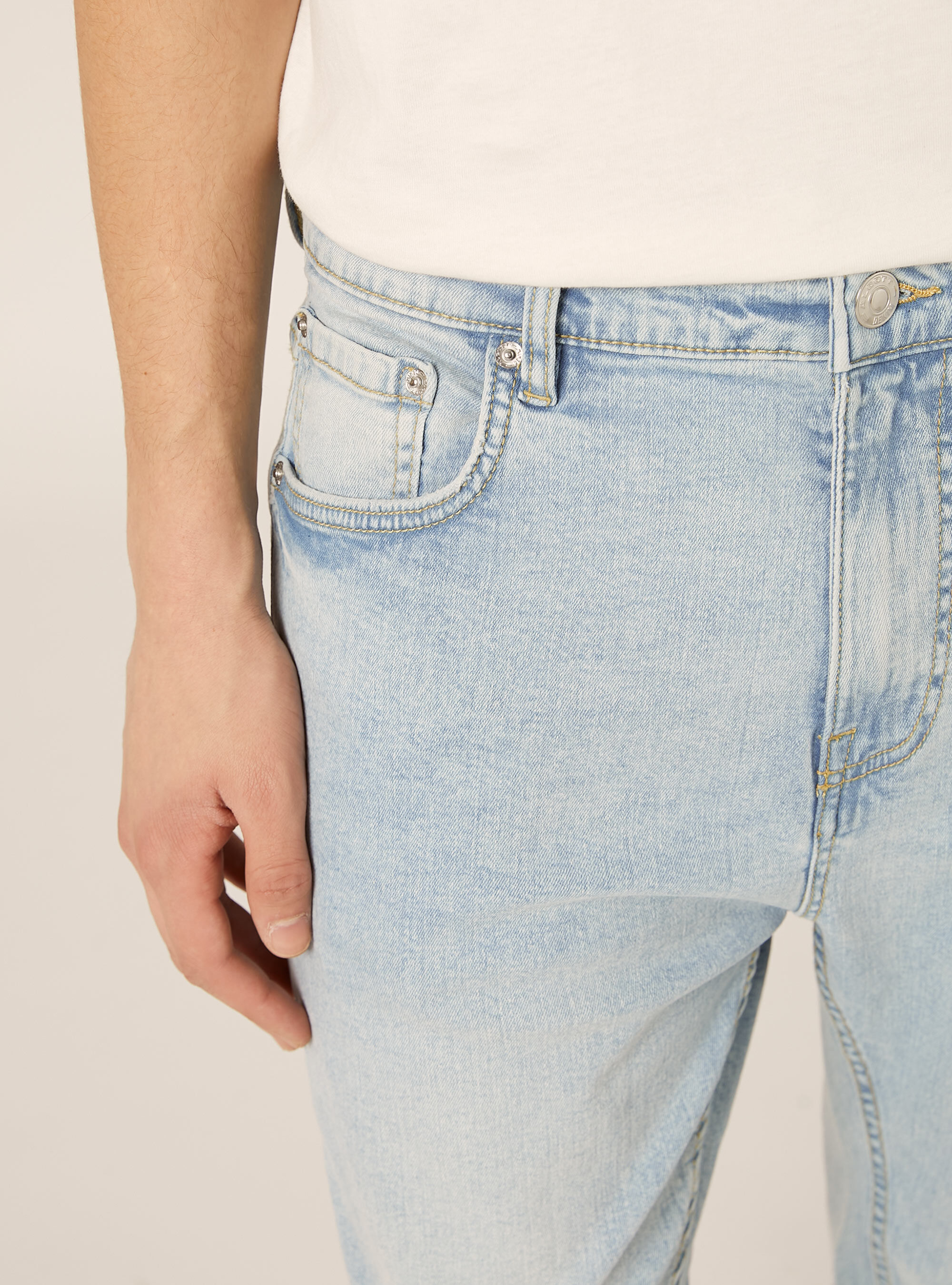 Stretch denim carrot fit jeans, D007 LIGHT AZURE