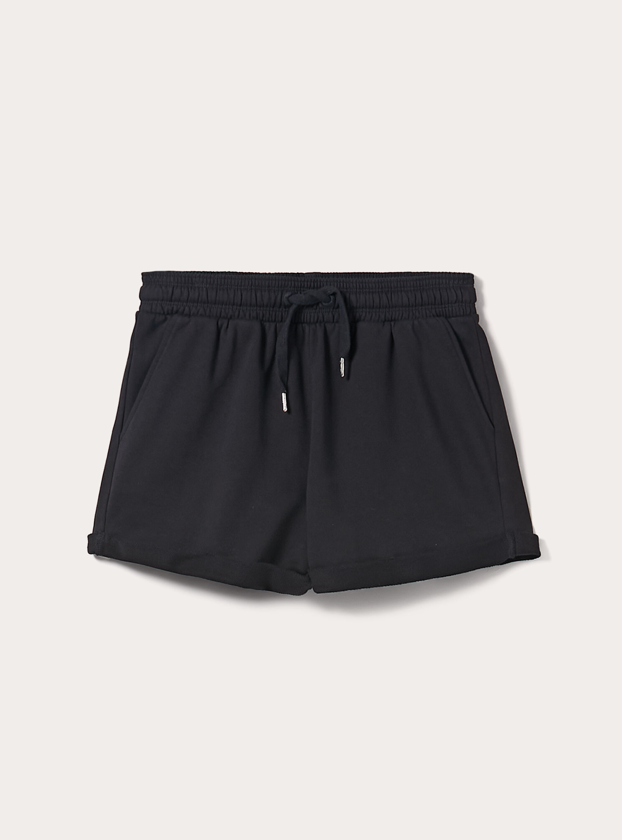 Plush shorts with laces, BK1 BLACK