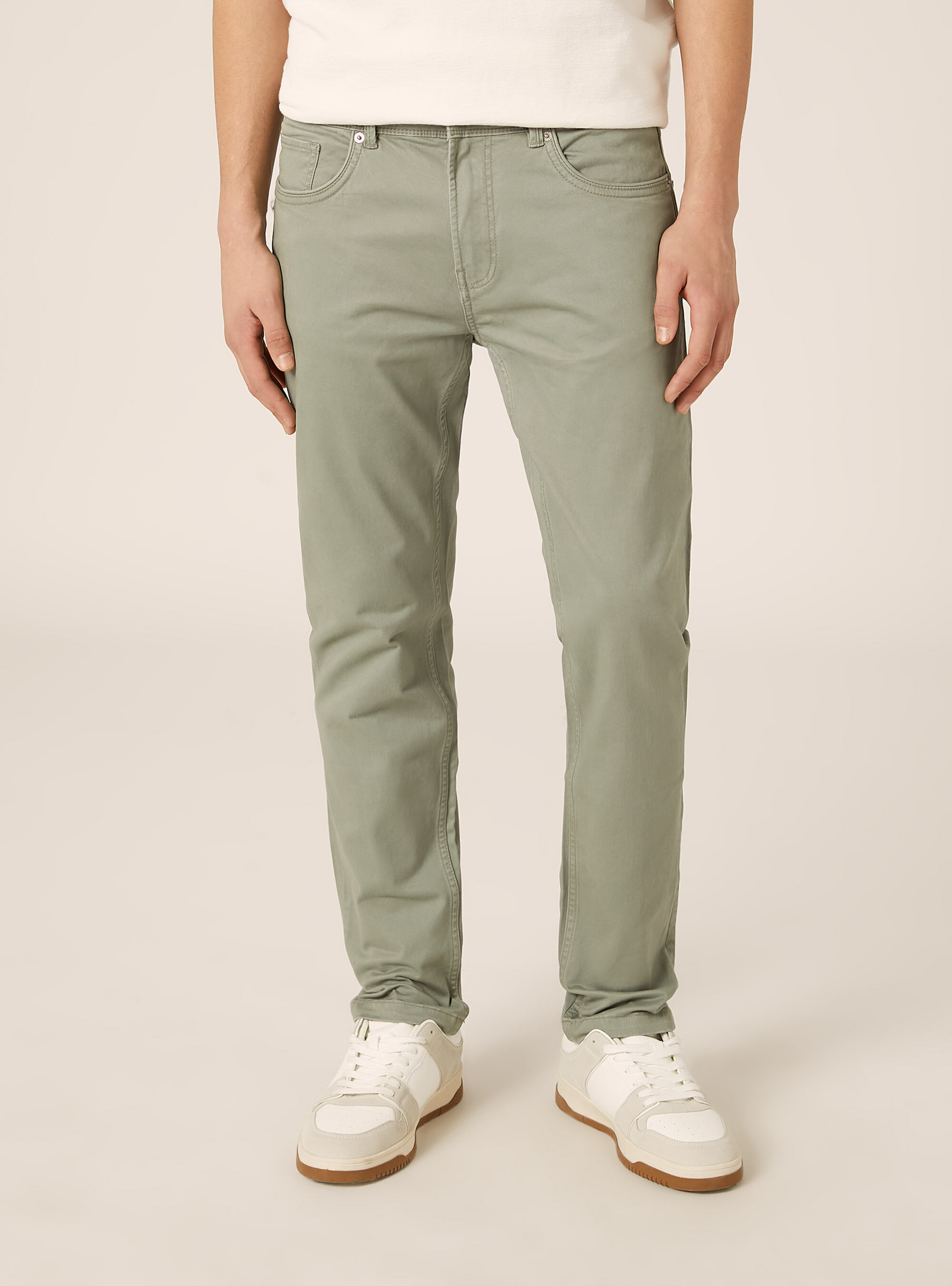 Skinny fit cotton trousers