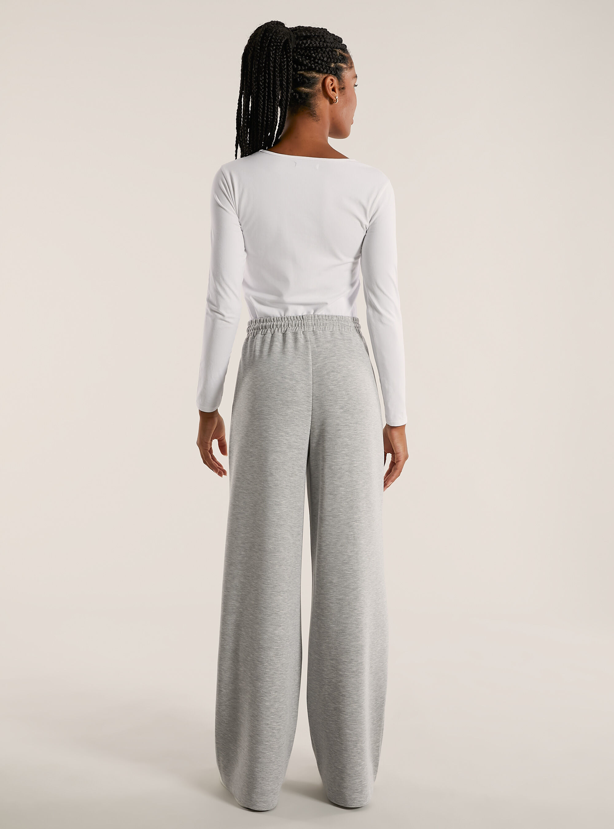 Jogginghose mit weitem Bein und weichem Griff, MGY3 GREY MEL LIGHT