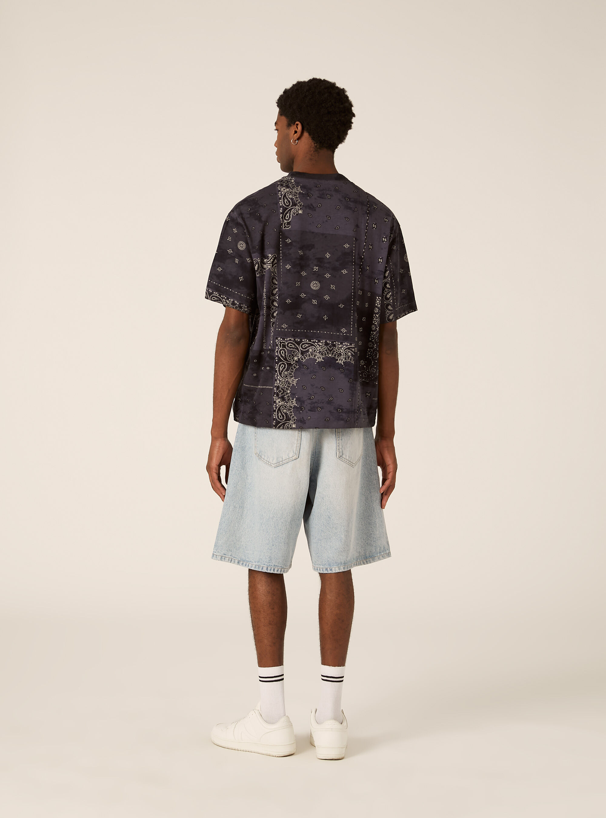Patchwork Bandana Print Oversized T-Shirt, NA1 NAVY DARK