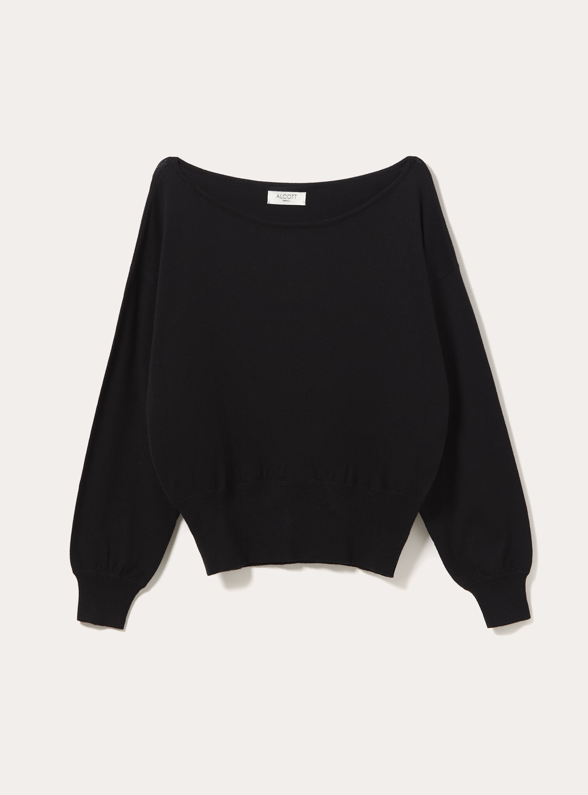 Boat neck jumper with wide ribbed hem, BK1 BLACK