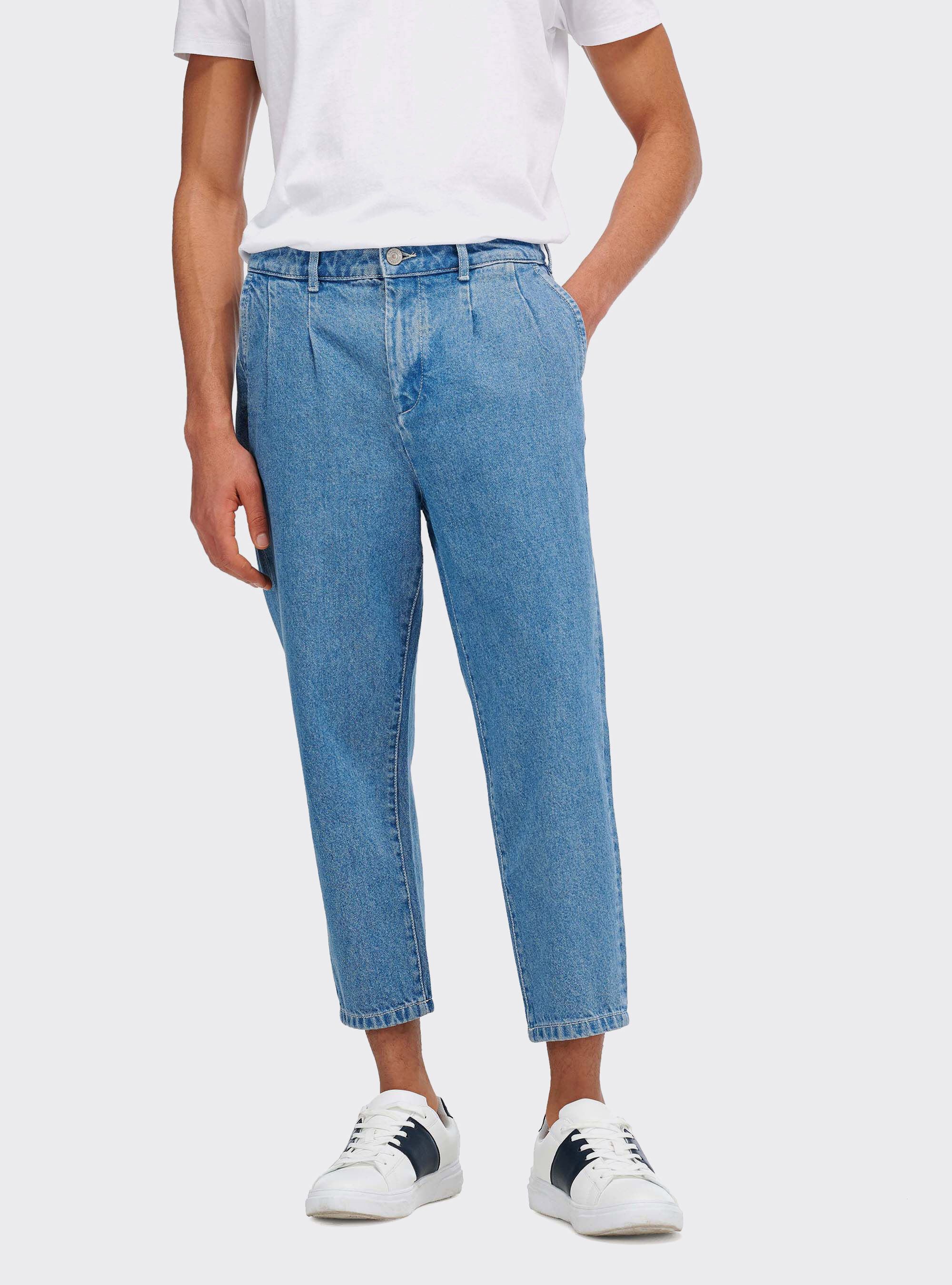 Jean chino carotte avec pinces, C272 BLUE