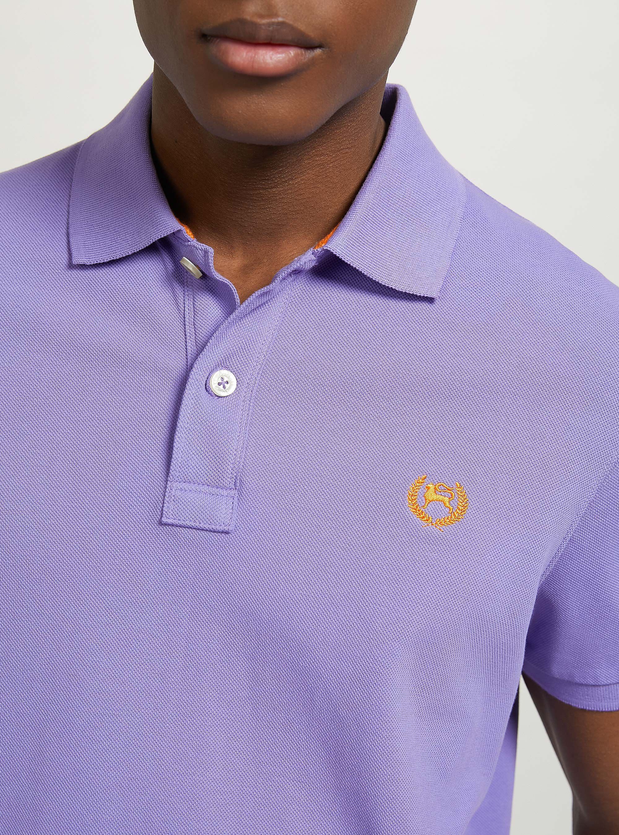 Polo de piqu&eacute; de algod&oacute;n con bordado, LC1 LILLAC DARK