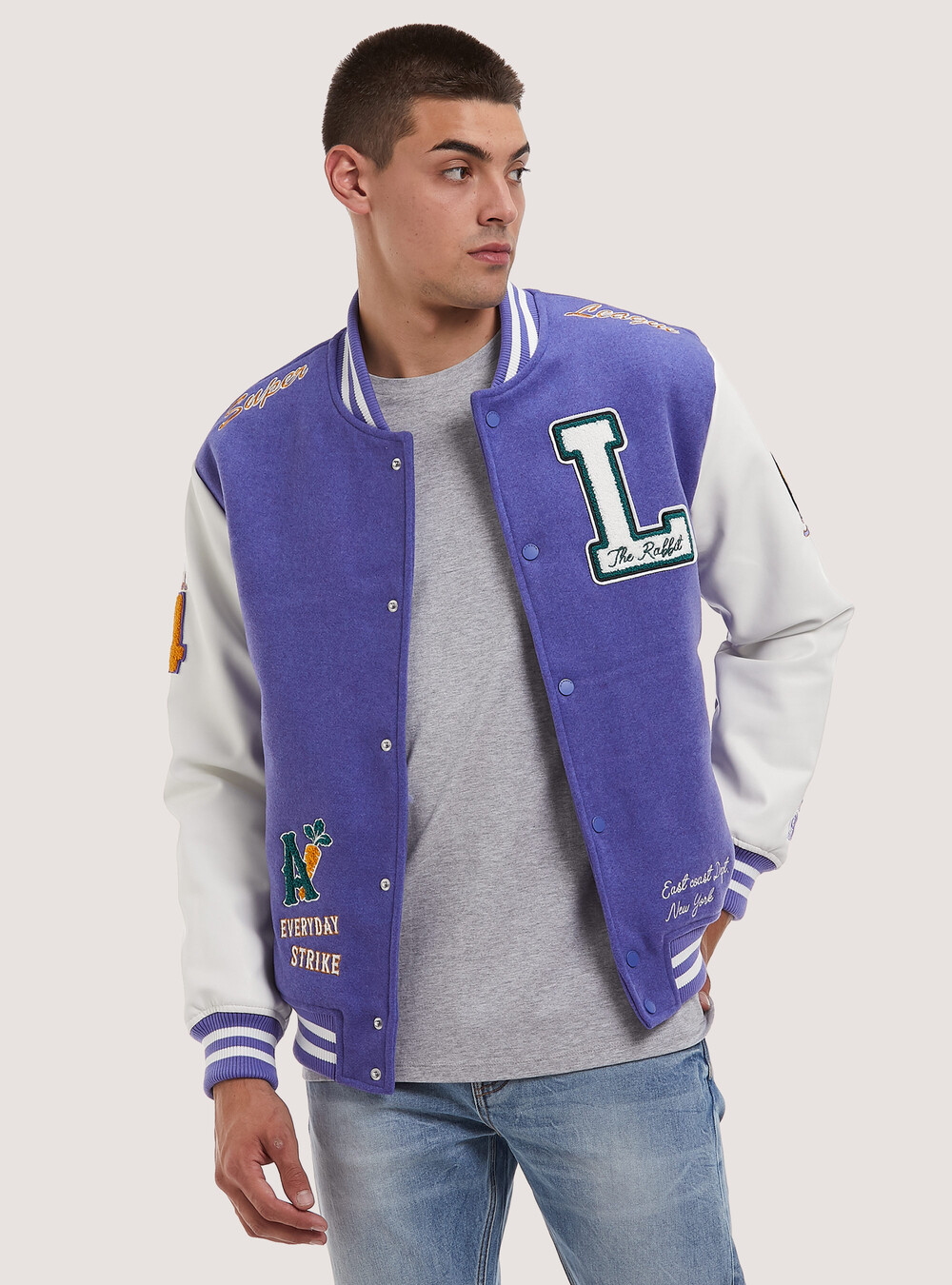 White Bunny bomber jacket with patch