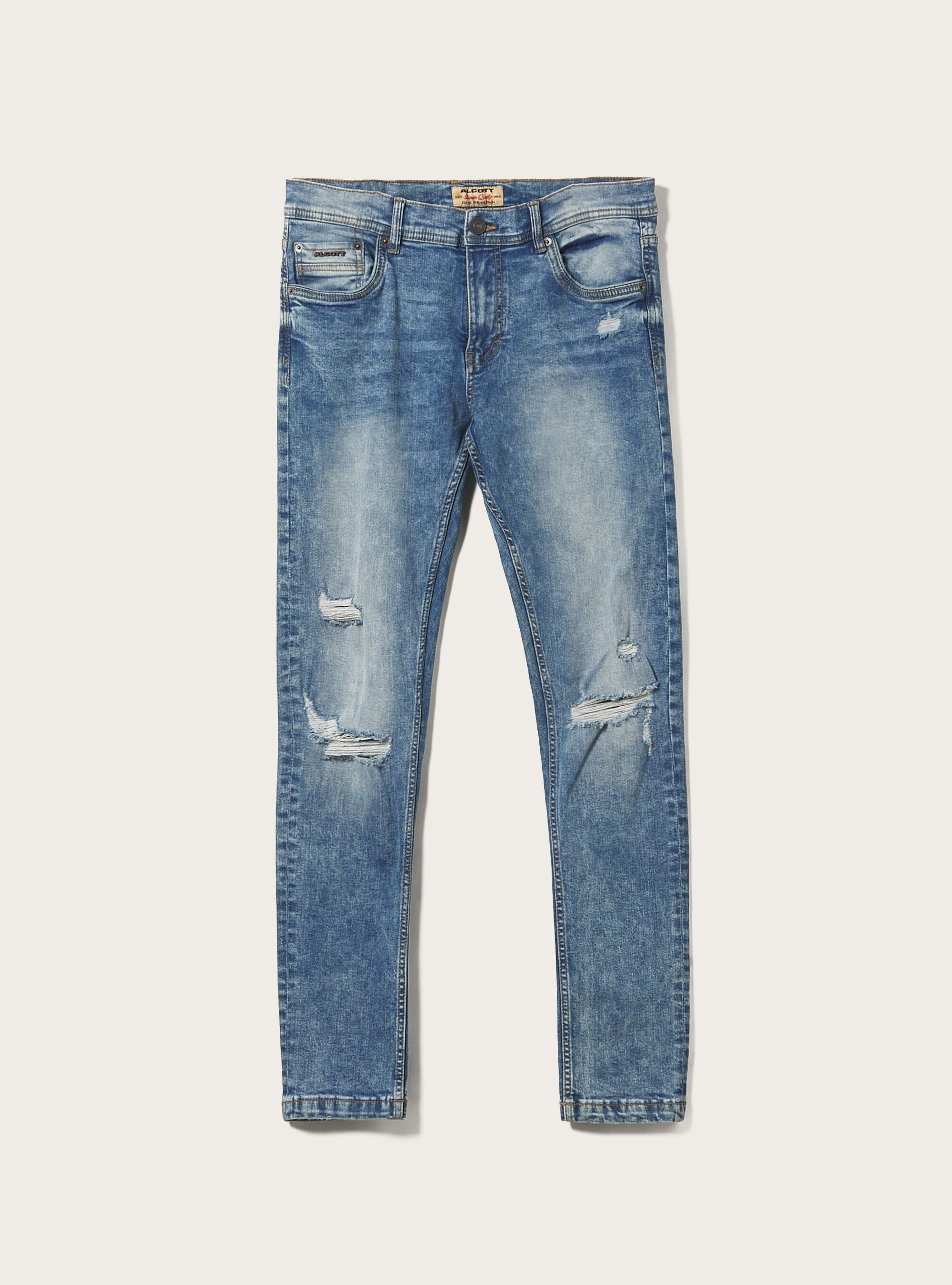 Super skinny jeans with breaks in stretch denim, D005 LIGHT BLUE