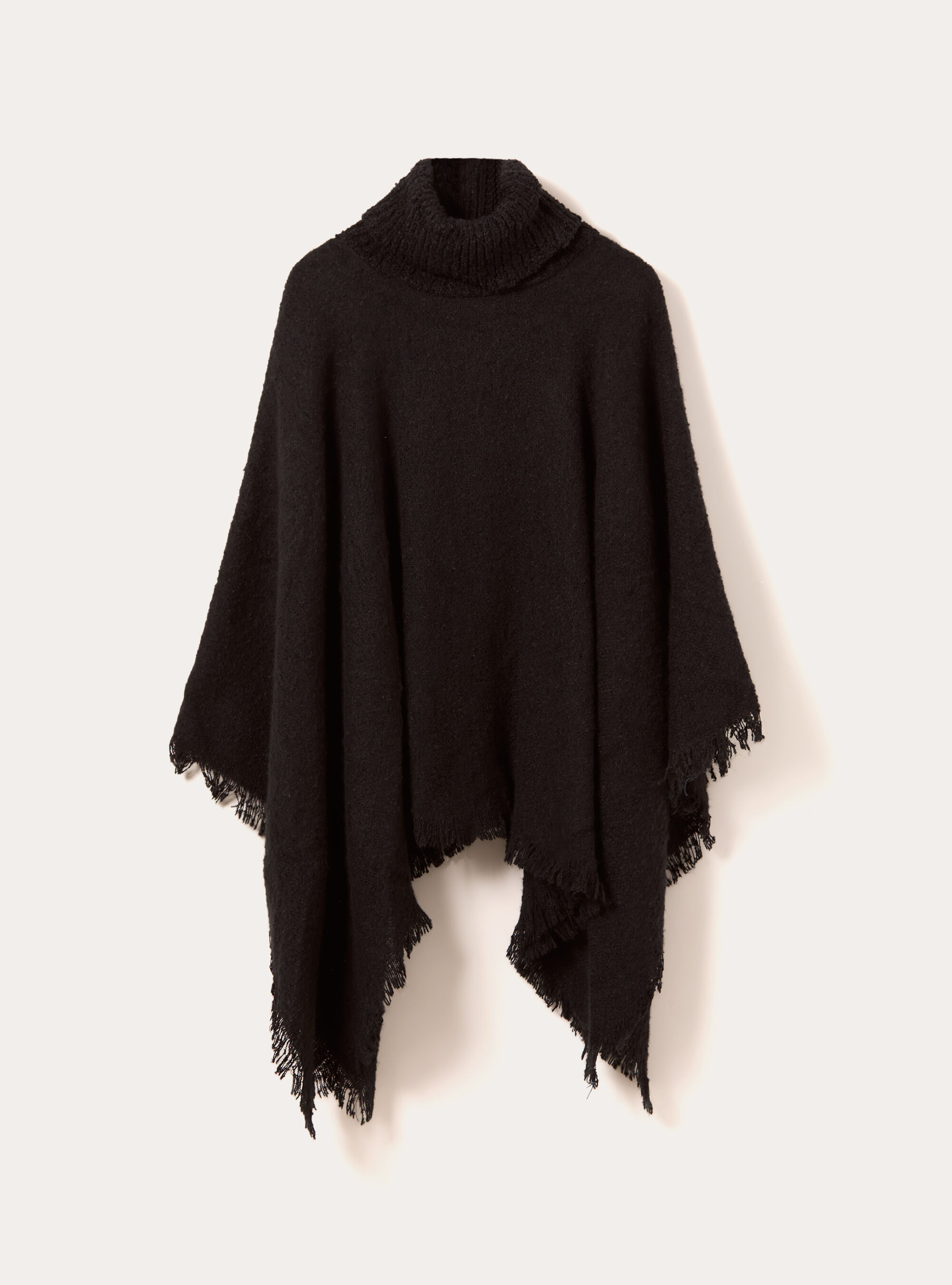 Poncho soft touch a collo alto, BK1 BLACK