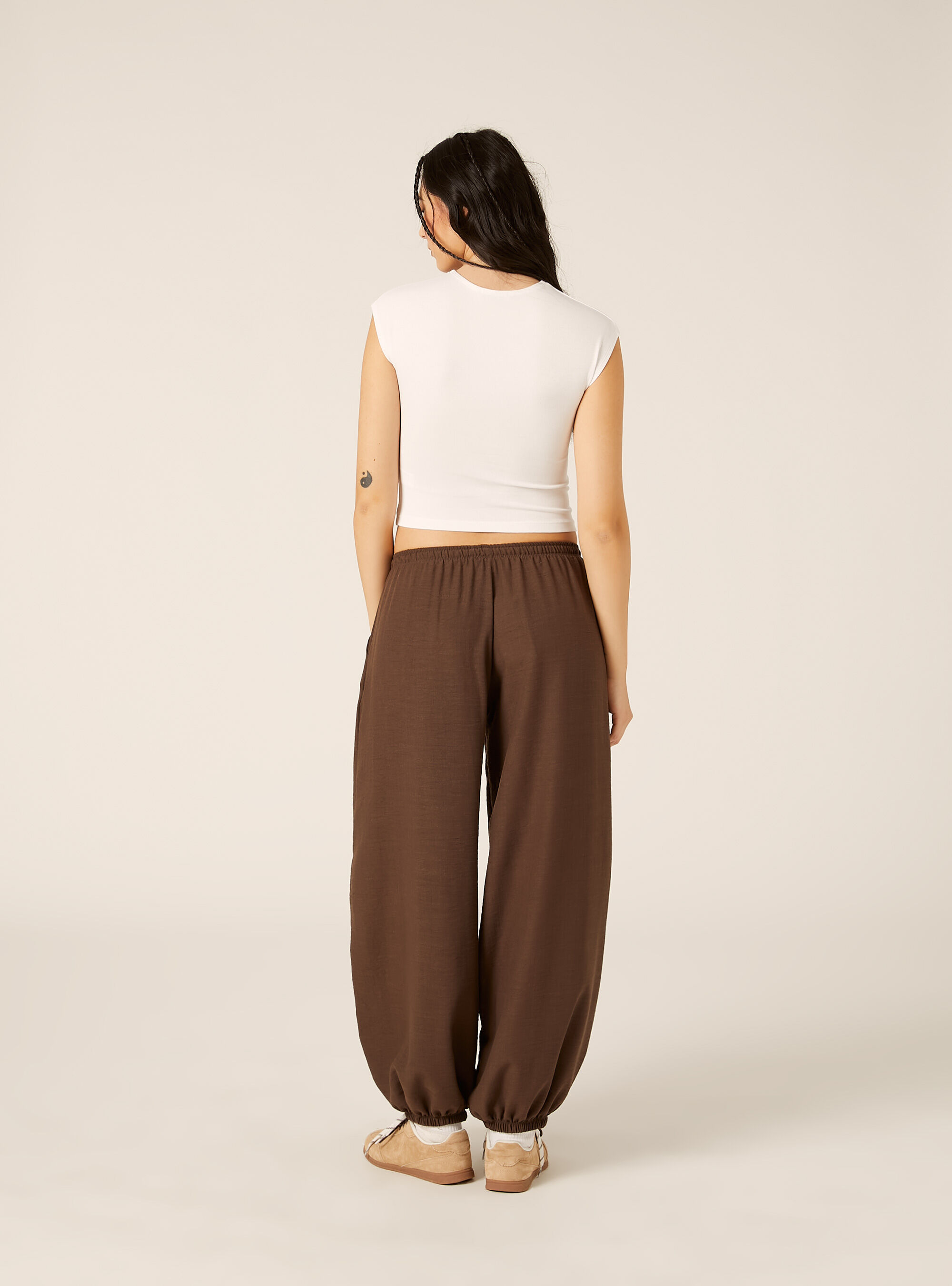 T-shirt crop con con maniche ad aletta, WH2 WHITE