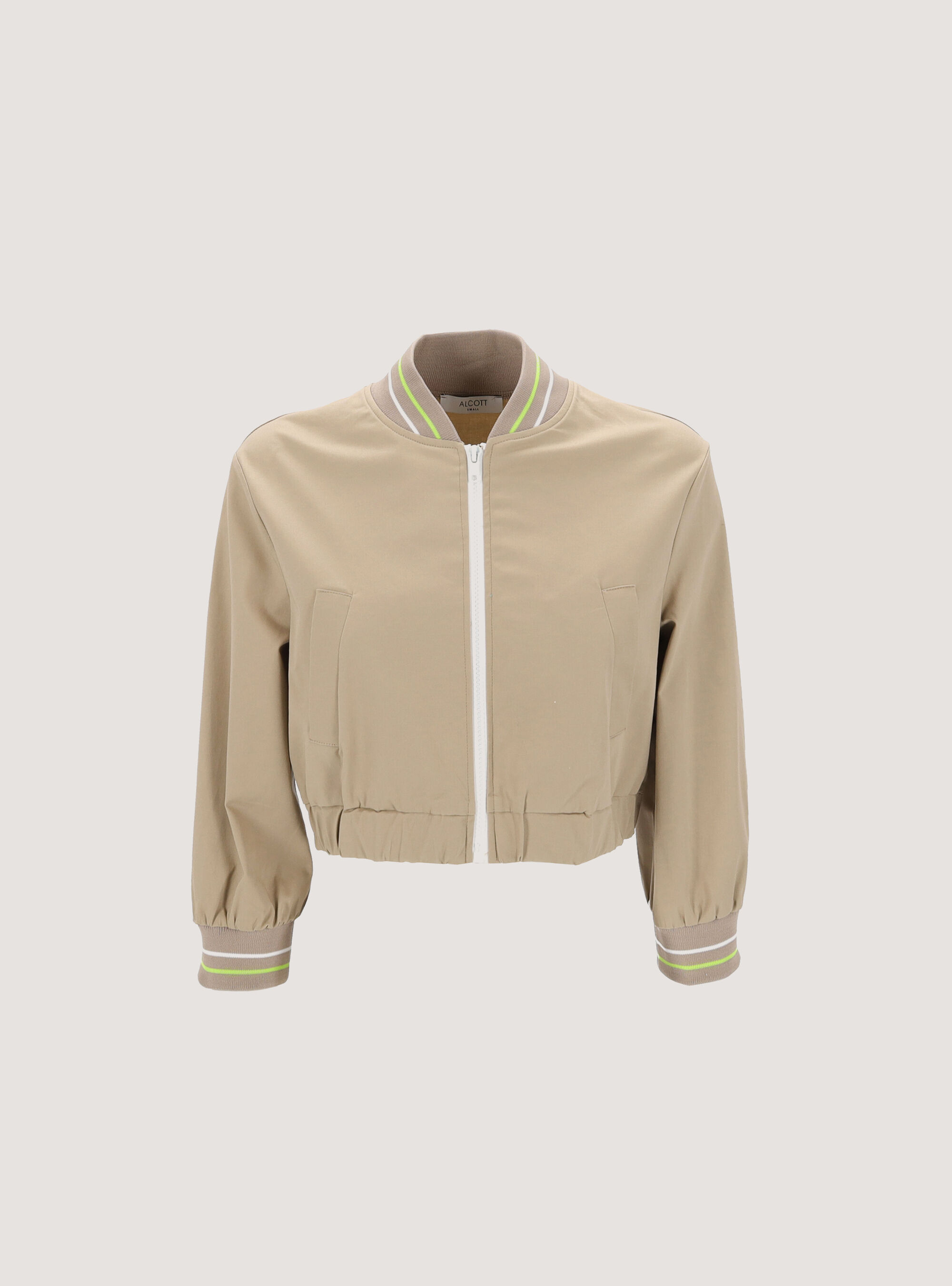 Cropped bomber jacket with contrasting details, BG2 MEDIUM BEIGE