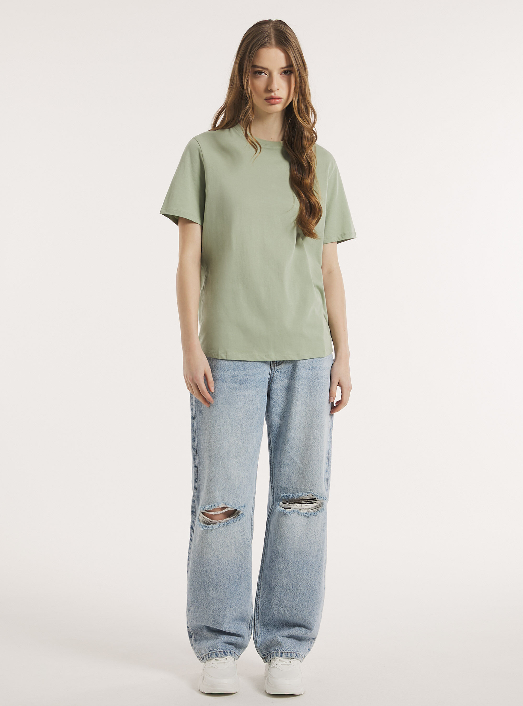 Maglietta girocollo in cotone, GN2 GREEN MEDIUM