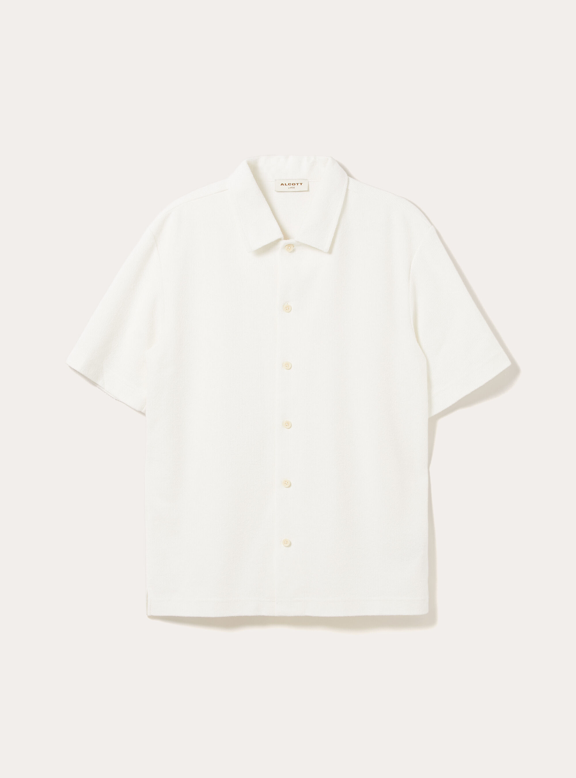 Camicia a maniche corte con texture, OFF WHITE