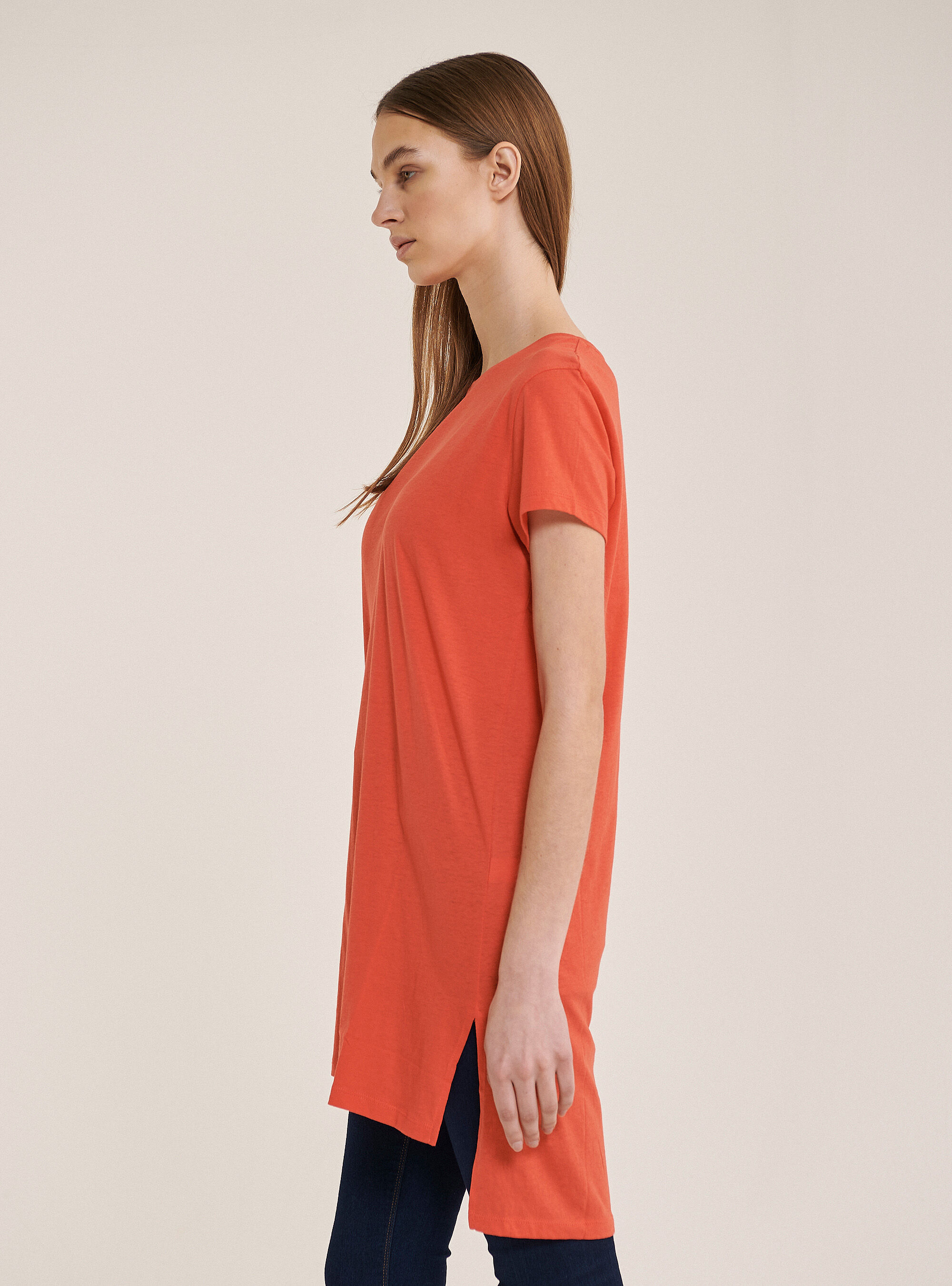 Einfarbigen oversize T-shirt aus Baumwolle, C3400 CORAL