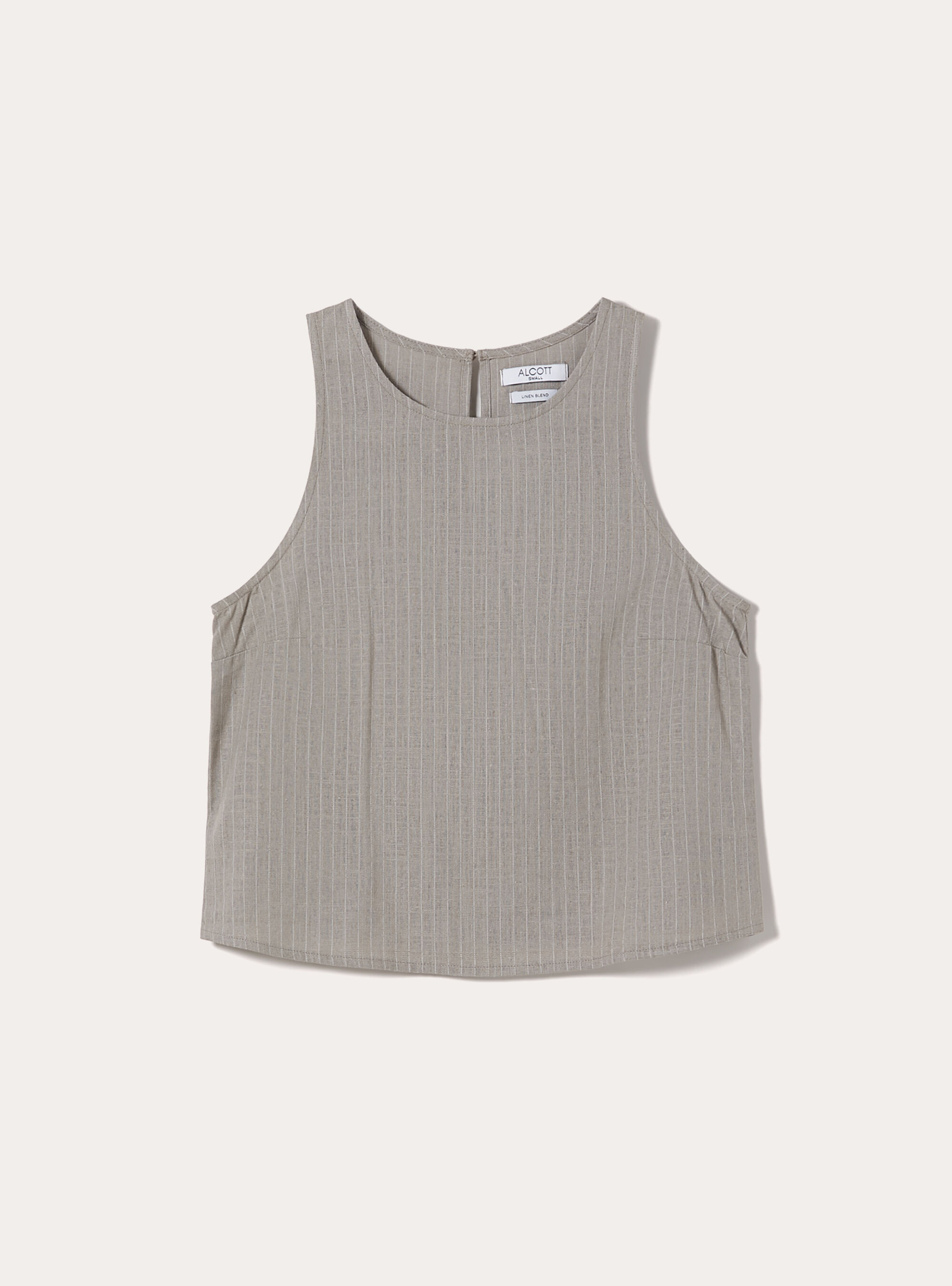 Canotta basic in misto lino, STRIPE BEIGE/WHITE