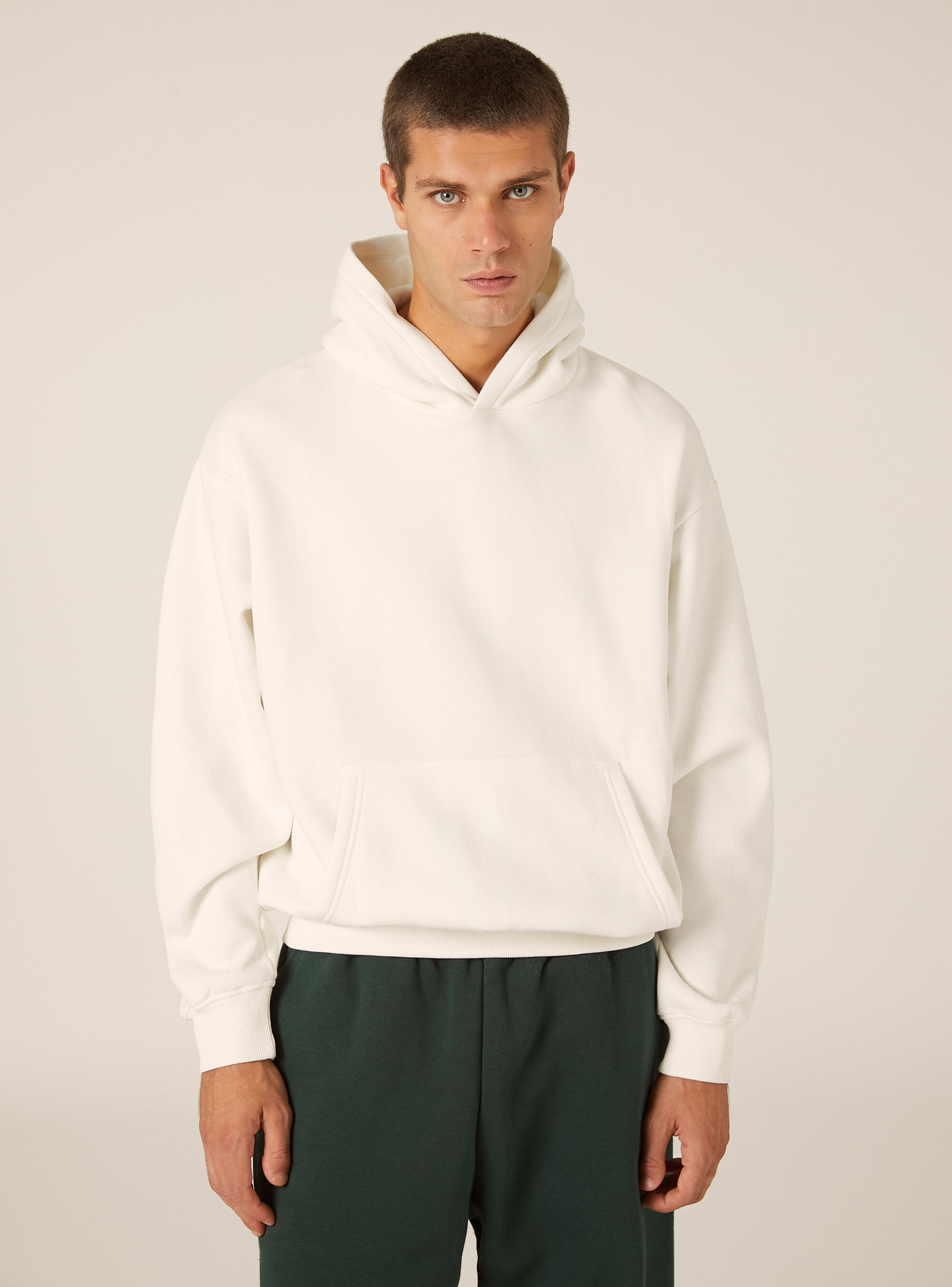 Sweat &agrave; capuche coupe boxy, WH2 WHITE