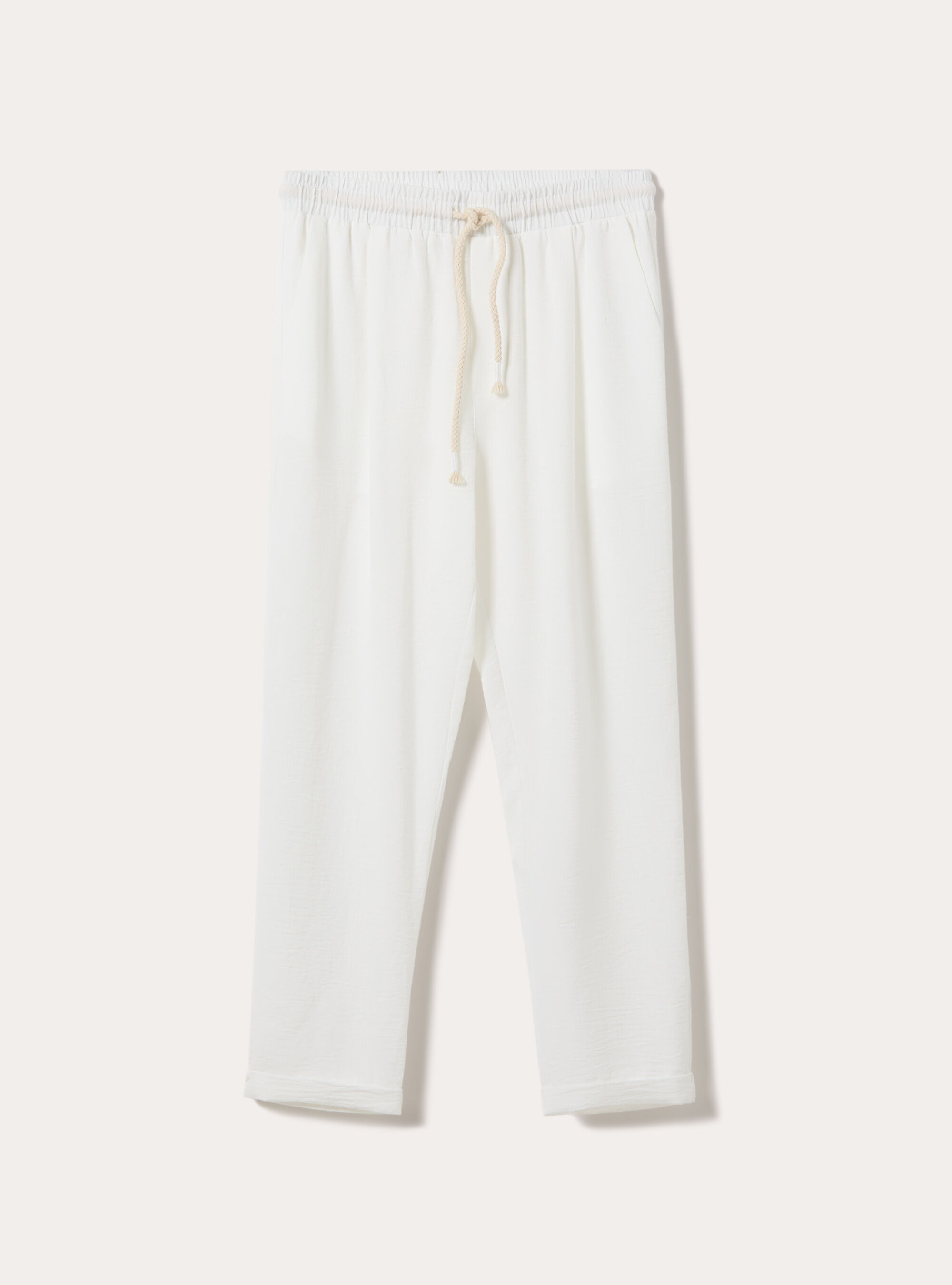Pantalaccio basico con elastico in vita e coulisse, WH2 WHITE