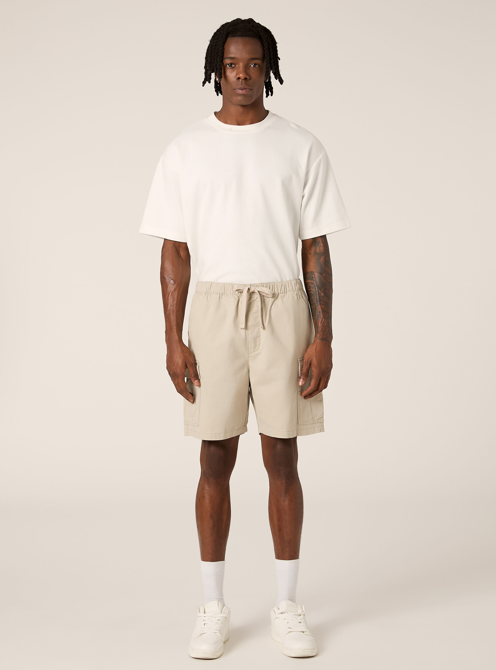 Bermuda cargo en serg&eacute; coul&eacute;, BG2 BEIGE MEDIUM