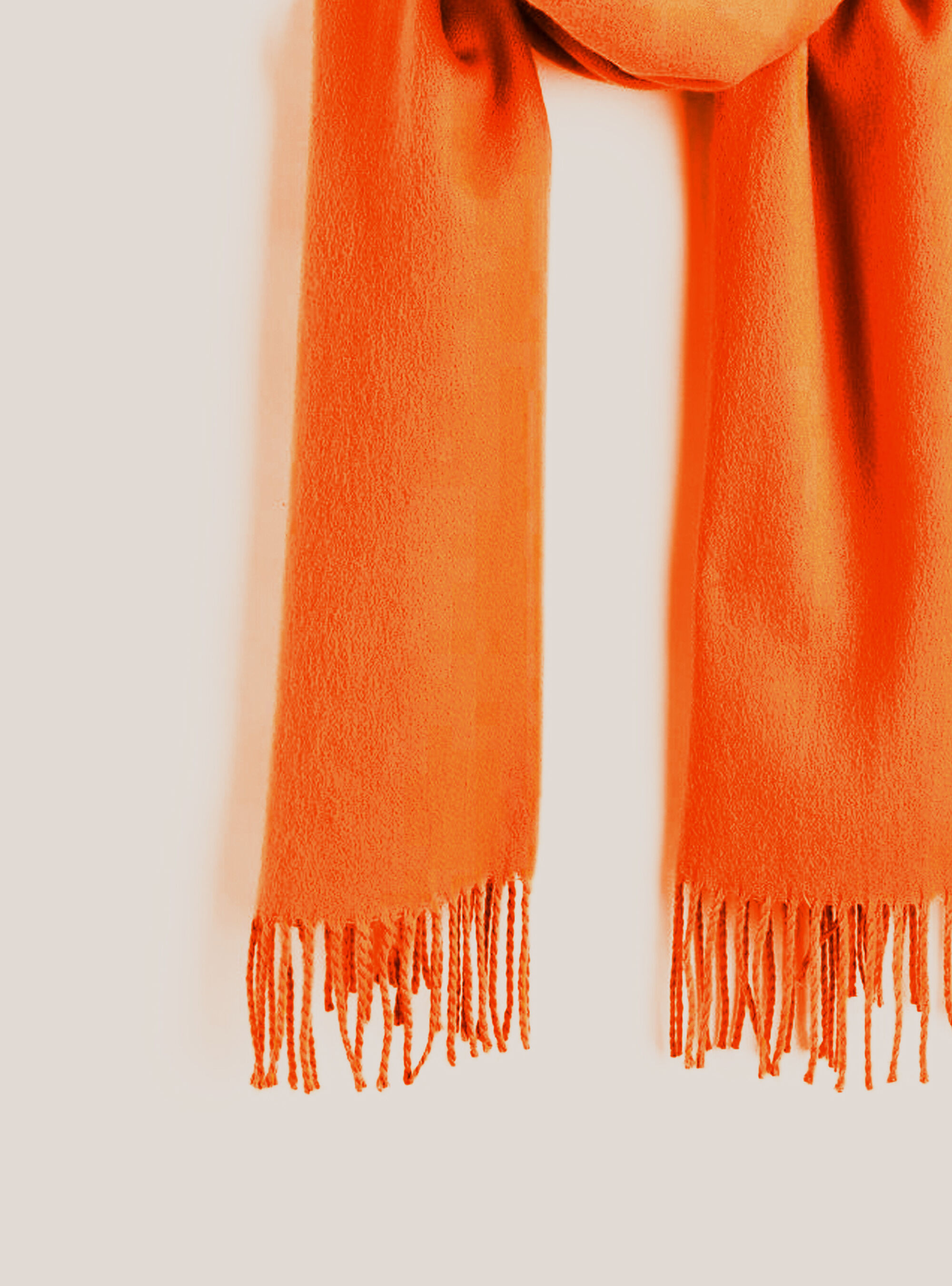 Solid-coloured scarf with fringes, OR2 ORANGE MED.