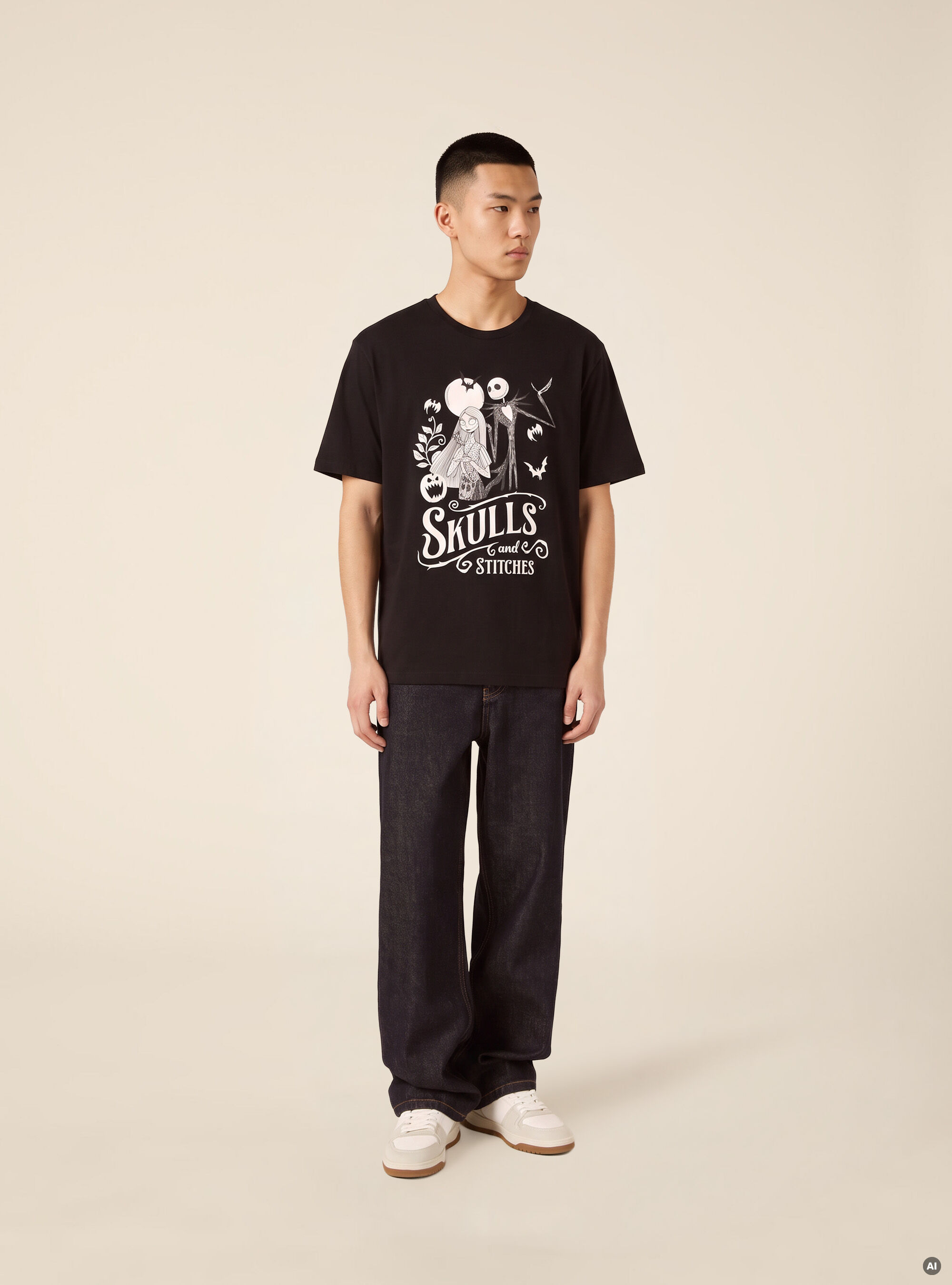 Camiseta con estampado Skulls and Stitches Nightmare Before Christmas / Alcott