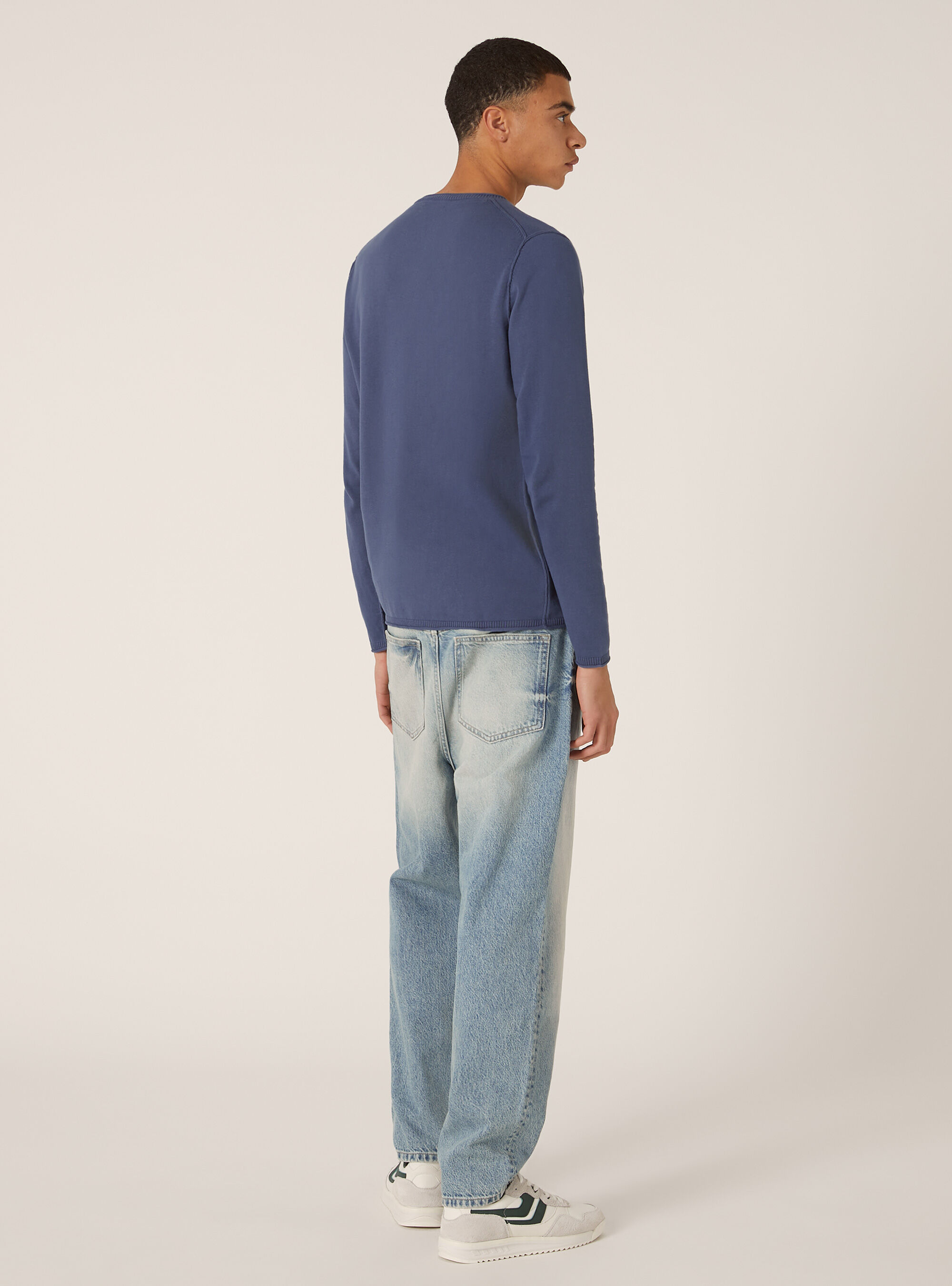 Pull en coton &agrave; col rond, BL2 BLUE MEDIUM