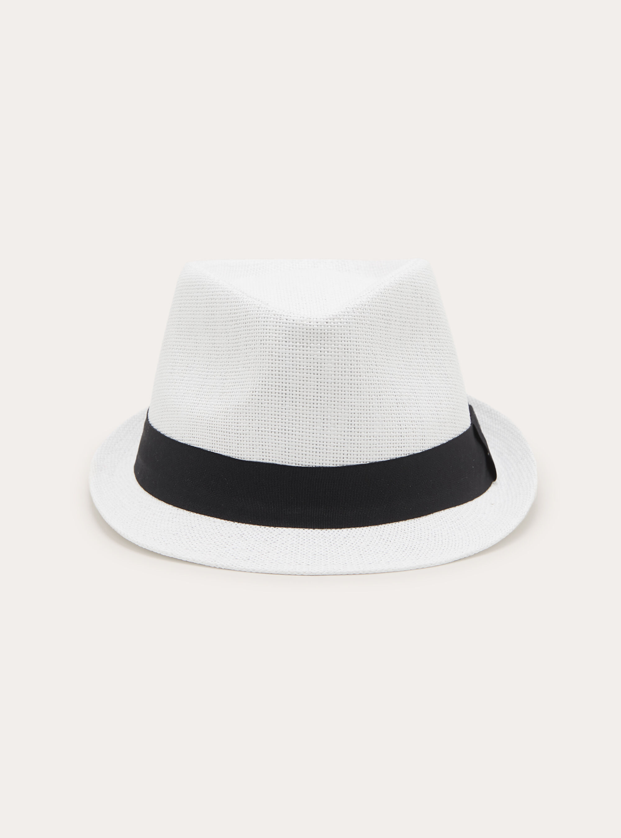 Cappello effetto rafia con banda a contrasto, WH3 WHITE