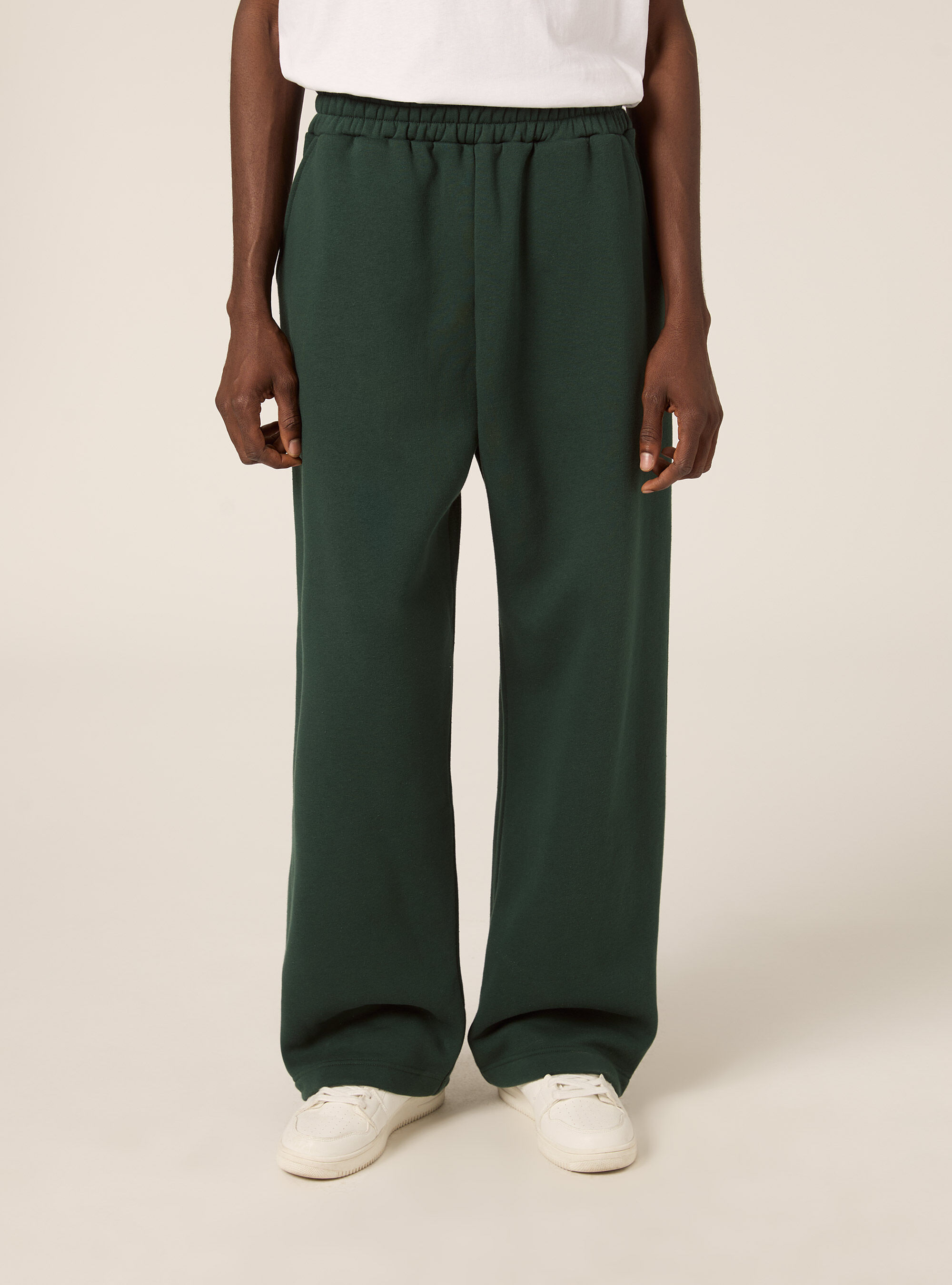 Loose fit fleece trousers, GN1 GREEN DARK