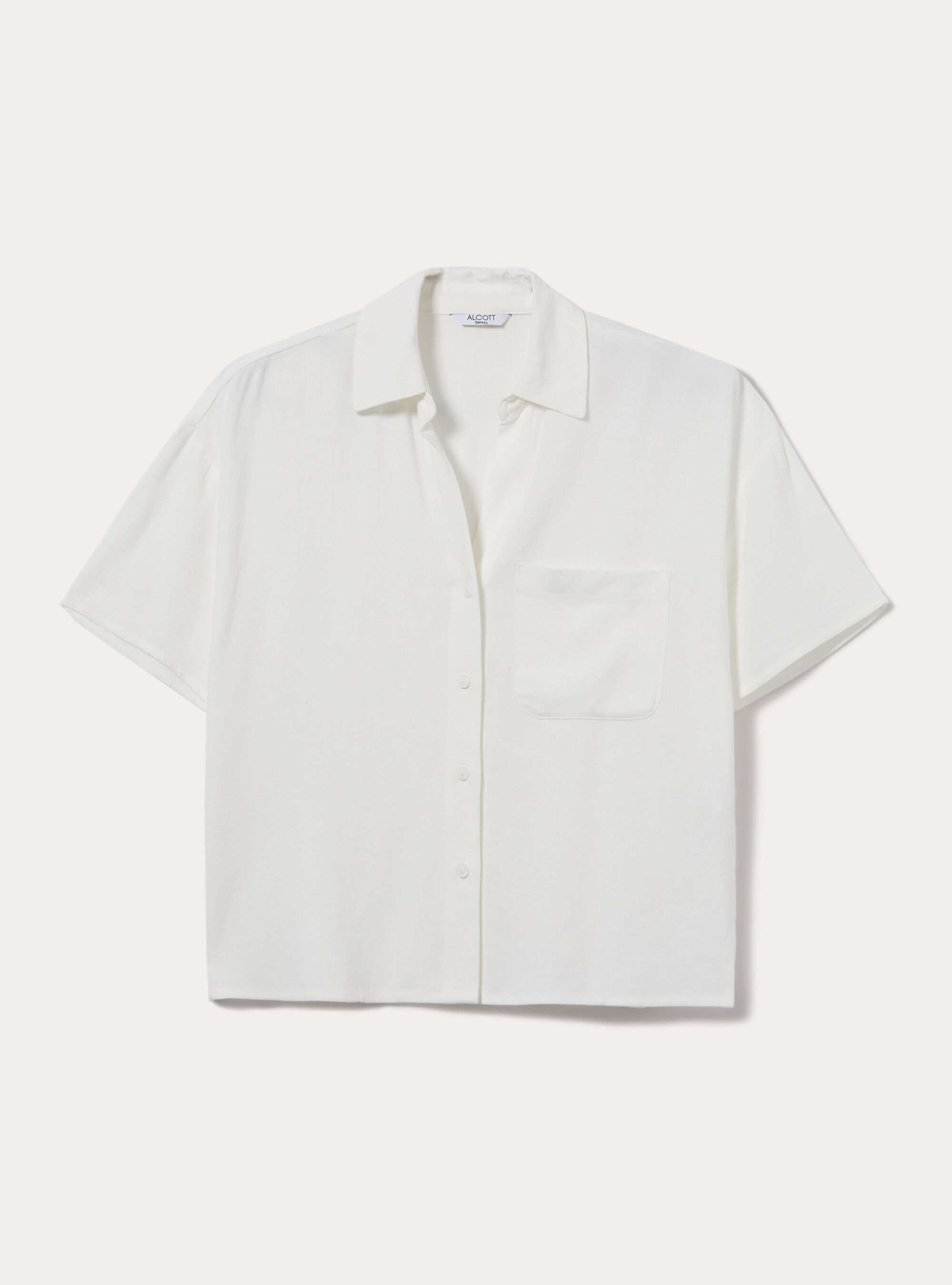 Camicia cropped in misto lino, WH2 WHITE