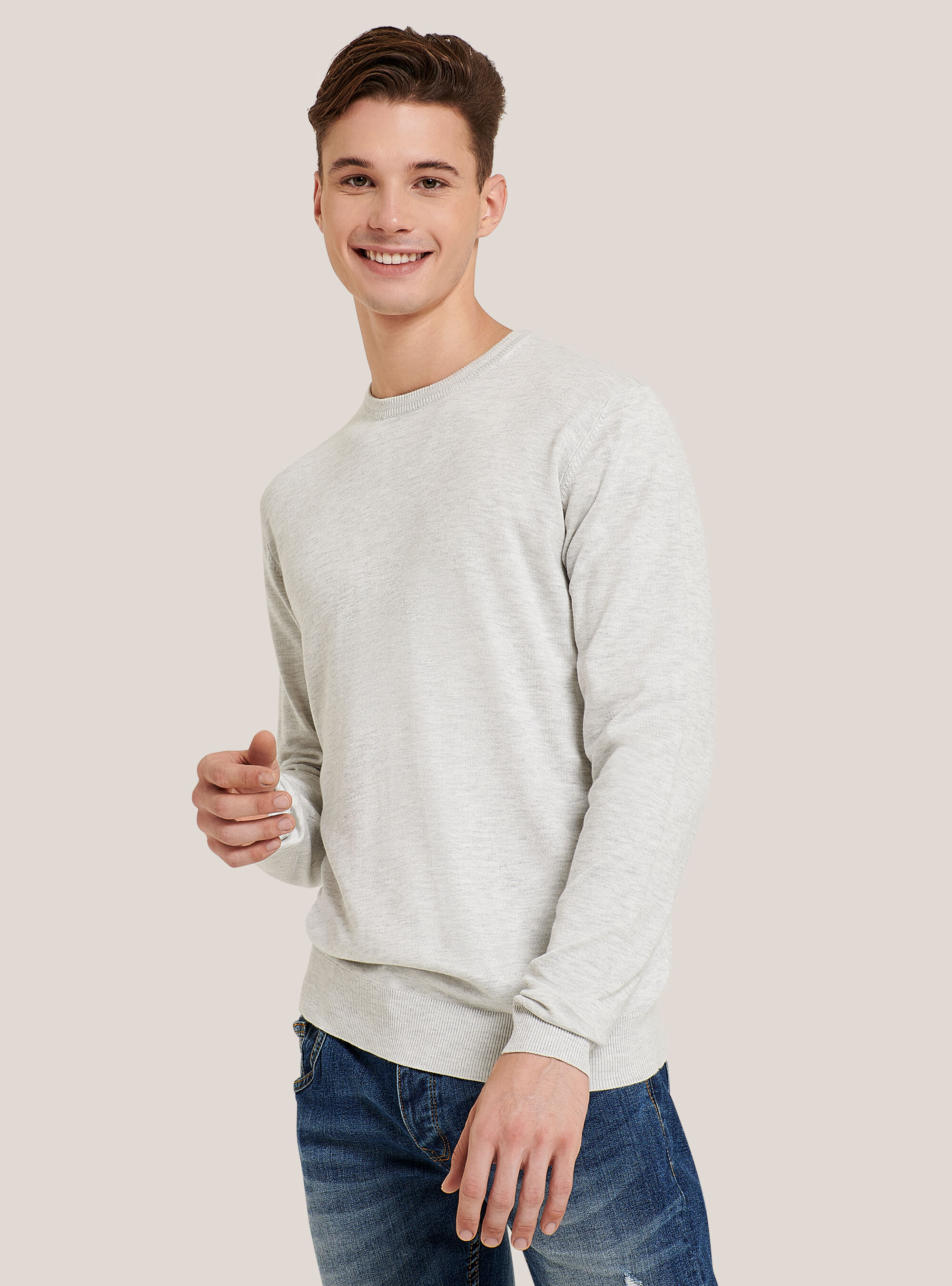 Solid colour crew neck pullover