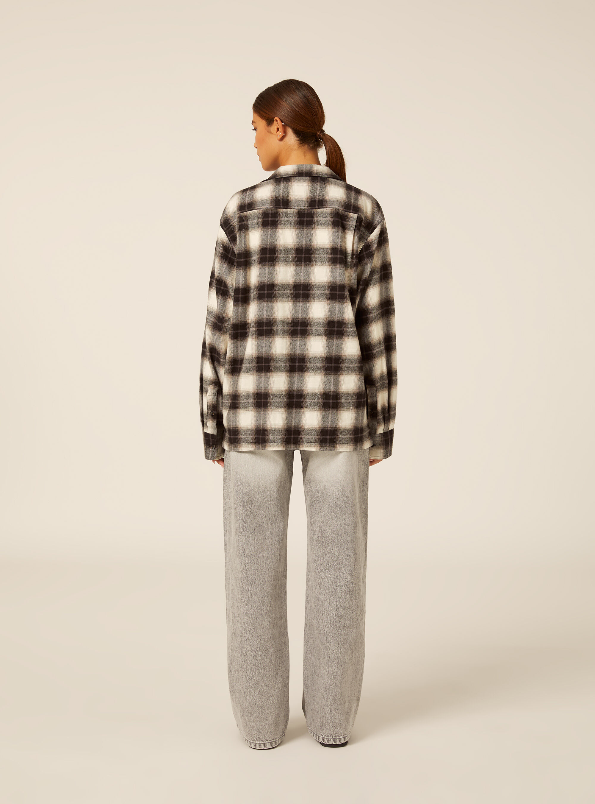 Camicia oversize a quadri, BK1 BLACK