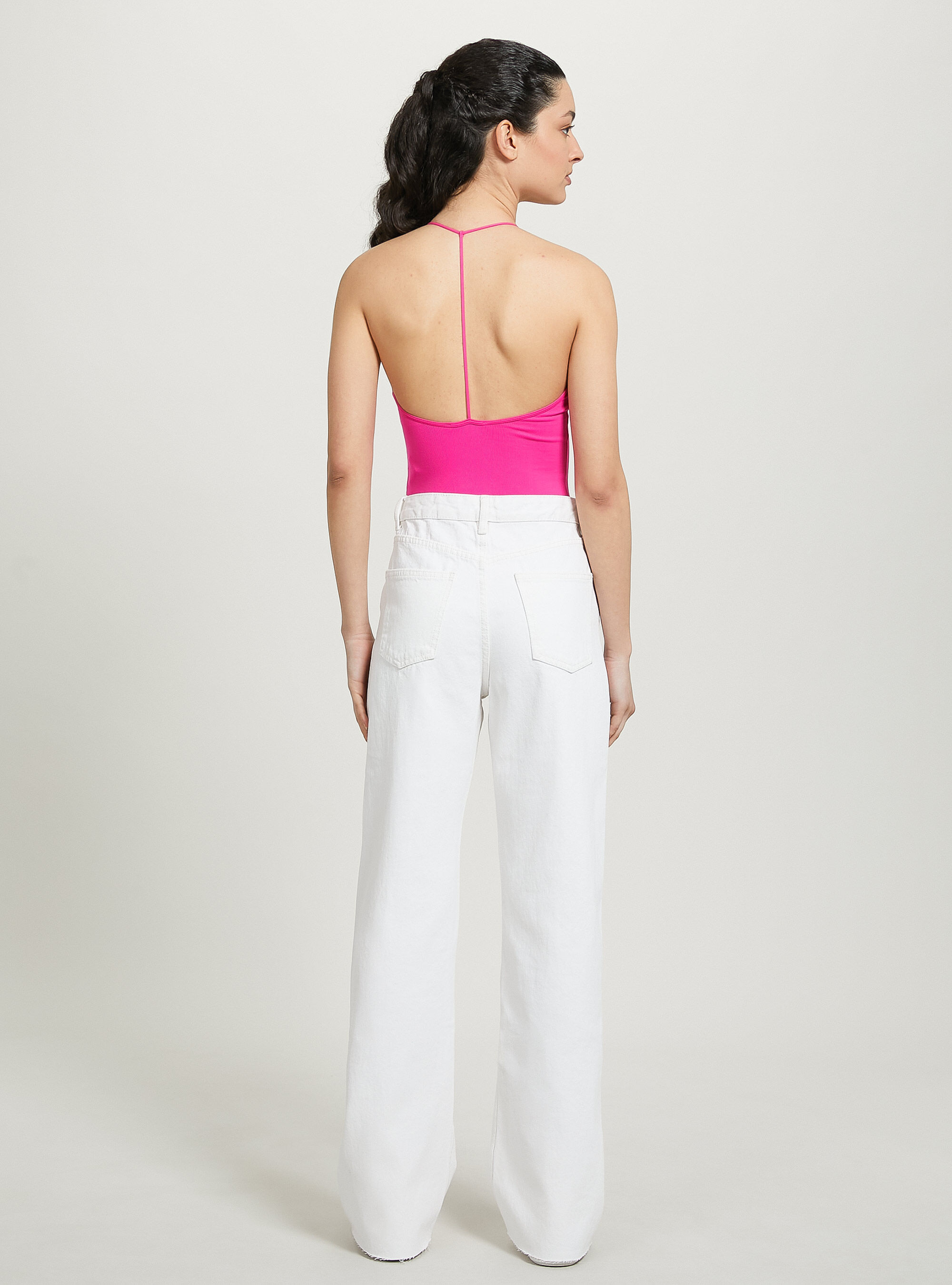 Coloured straight full length trousers, WH1 OFF WHITE