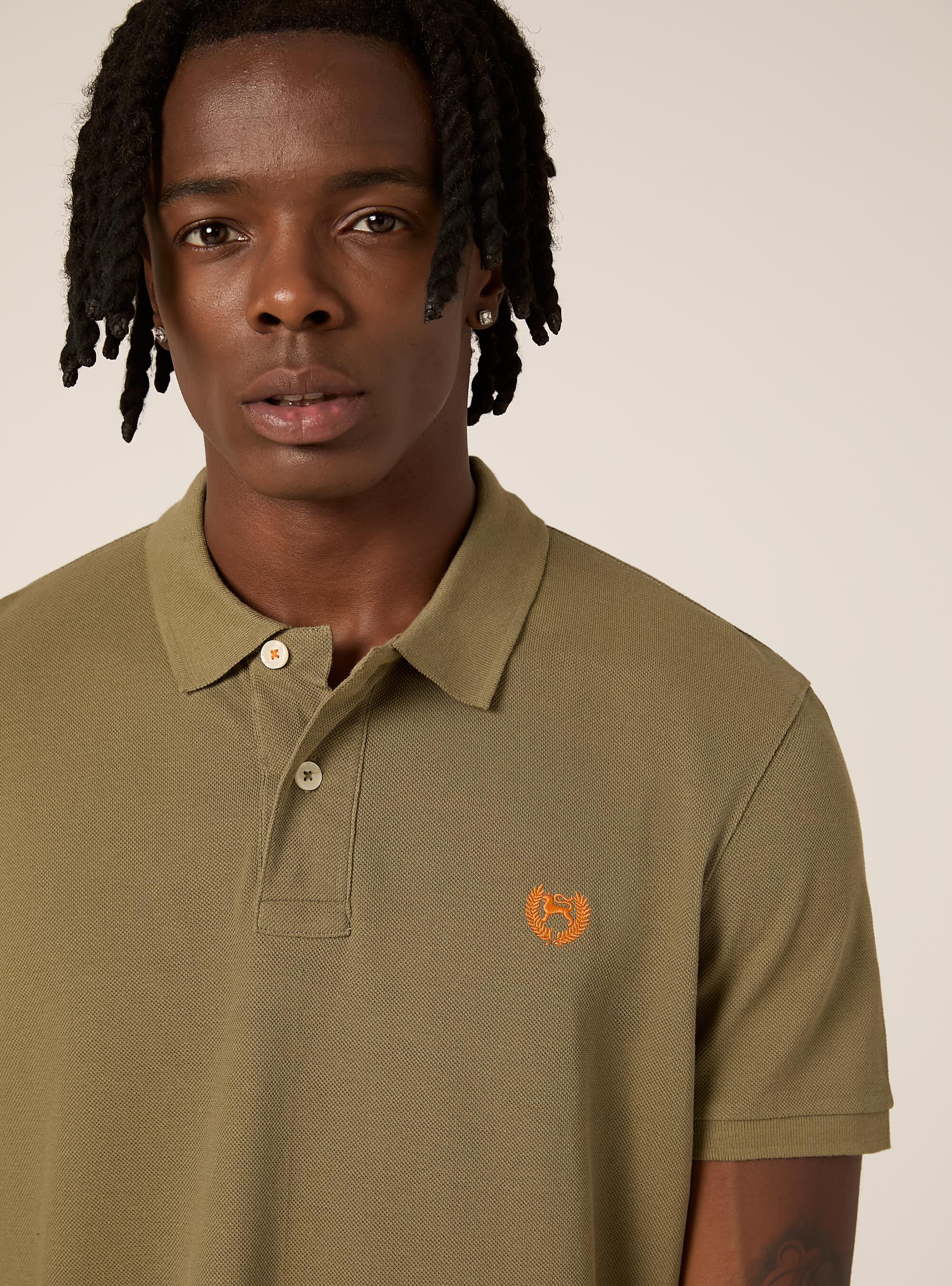 Cotton piqu&eacute; polo shirt with embroidery, KY2 KAKY MEDIUM