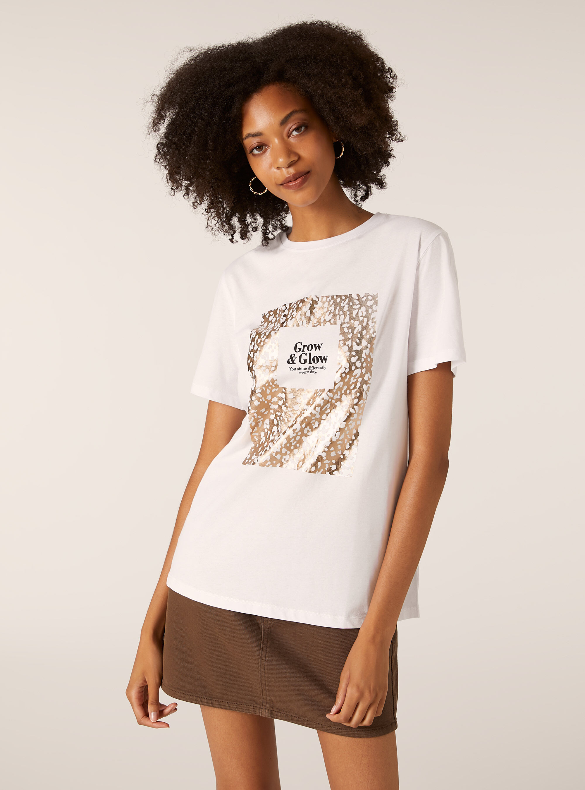 Camiseta con estampado met&aacute;lico, WH3 WHITE