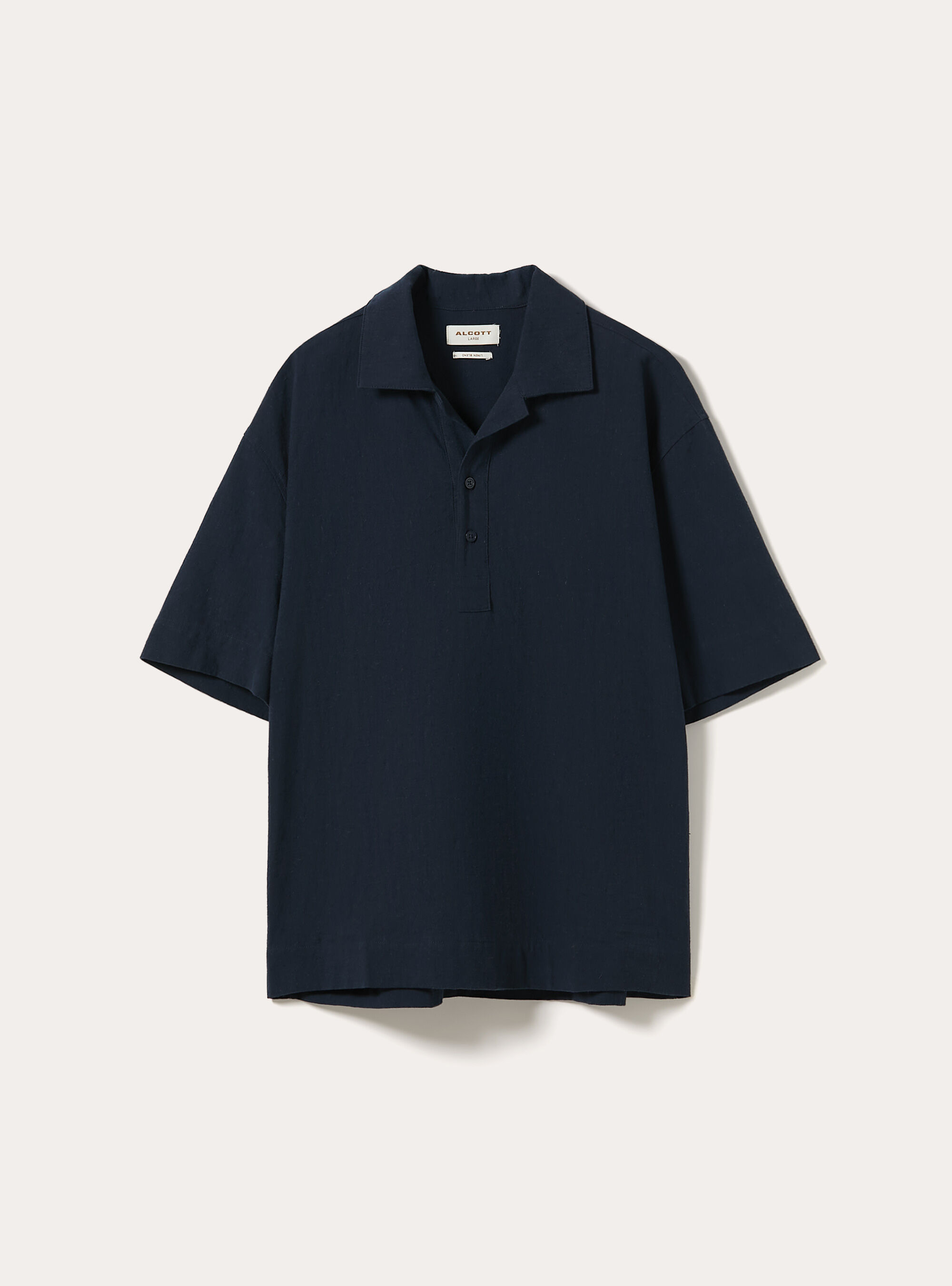 Polo Camisero de Mezcla de Lino, NA2 NAVY MEDIUM
