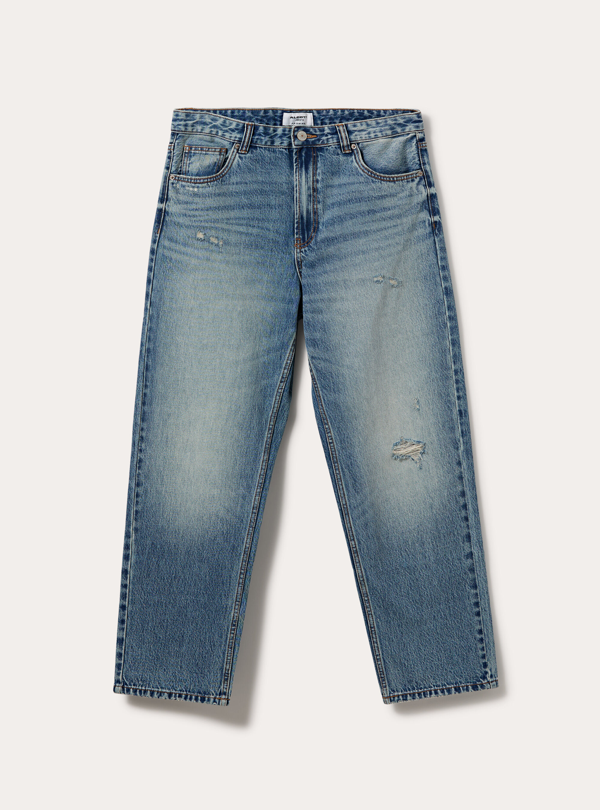 Pantalone in denim tapered fit, D201 AZZURRE MED OVERDYE