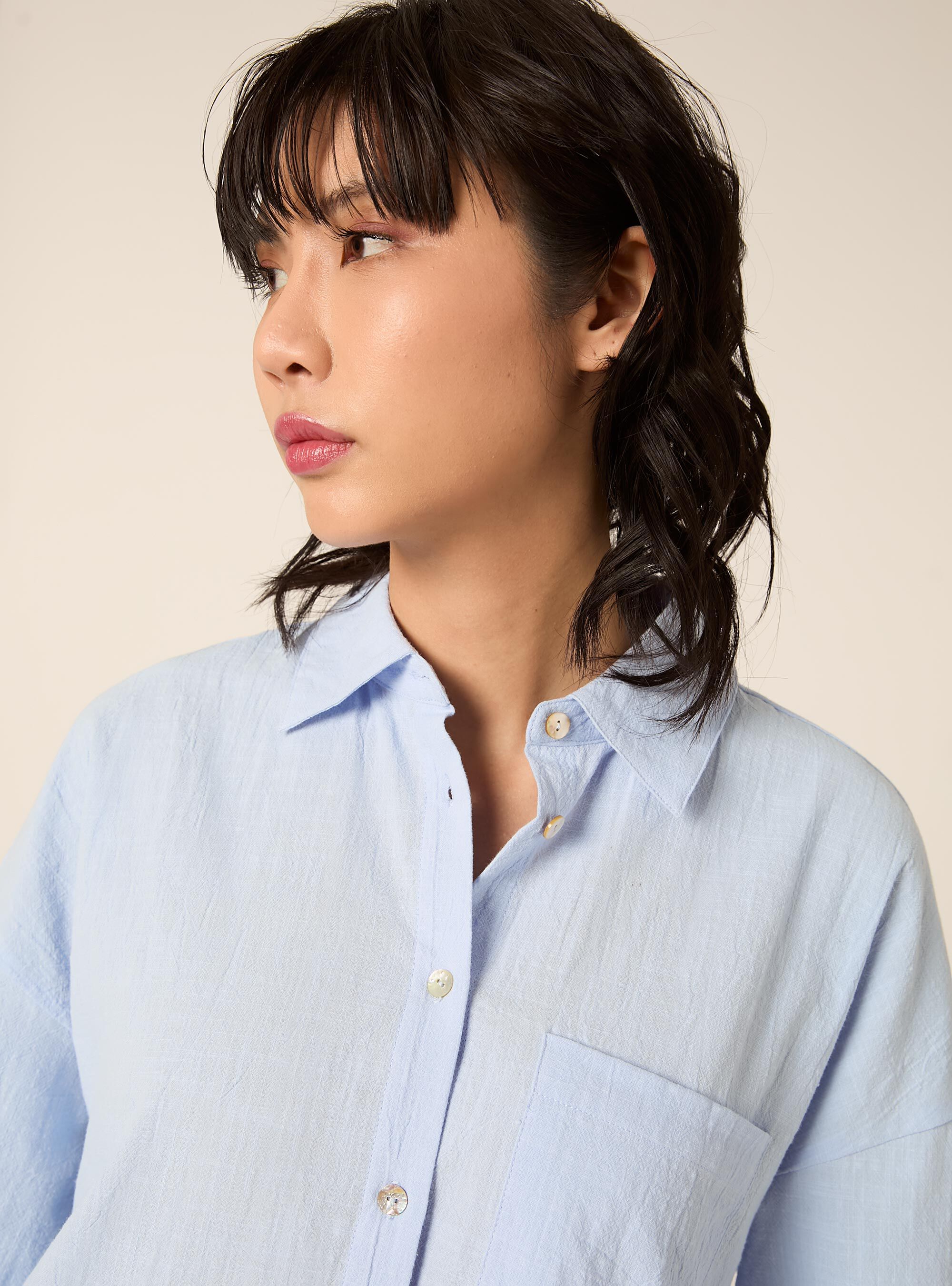 Camicia oversize con tasca, AZZURRO CHIARO