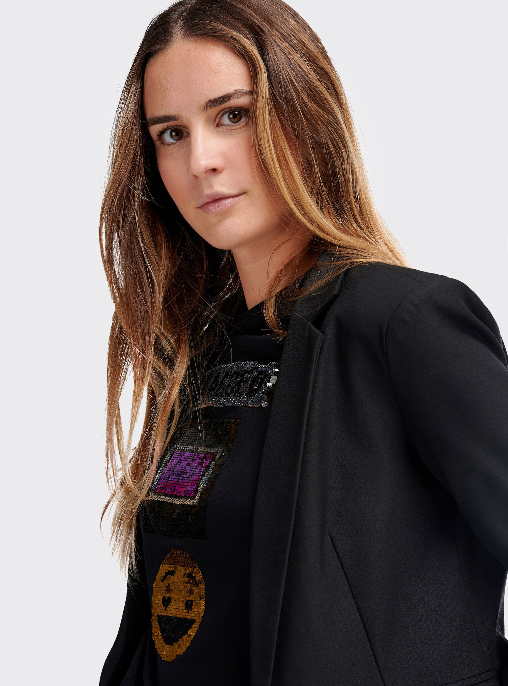 Veste courte ceintr&eacute;e, C101 BLACK