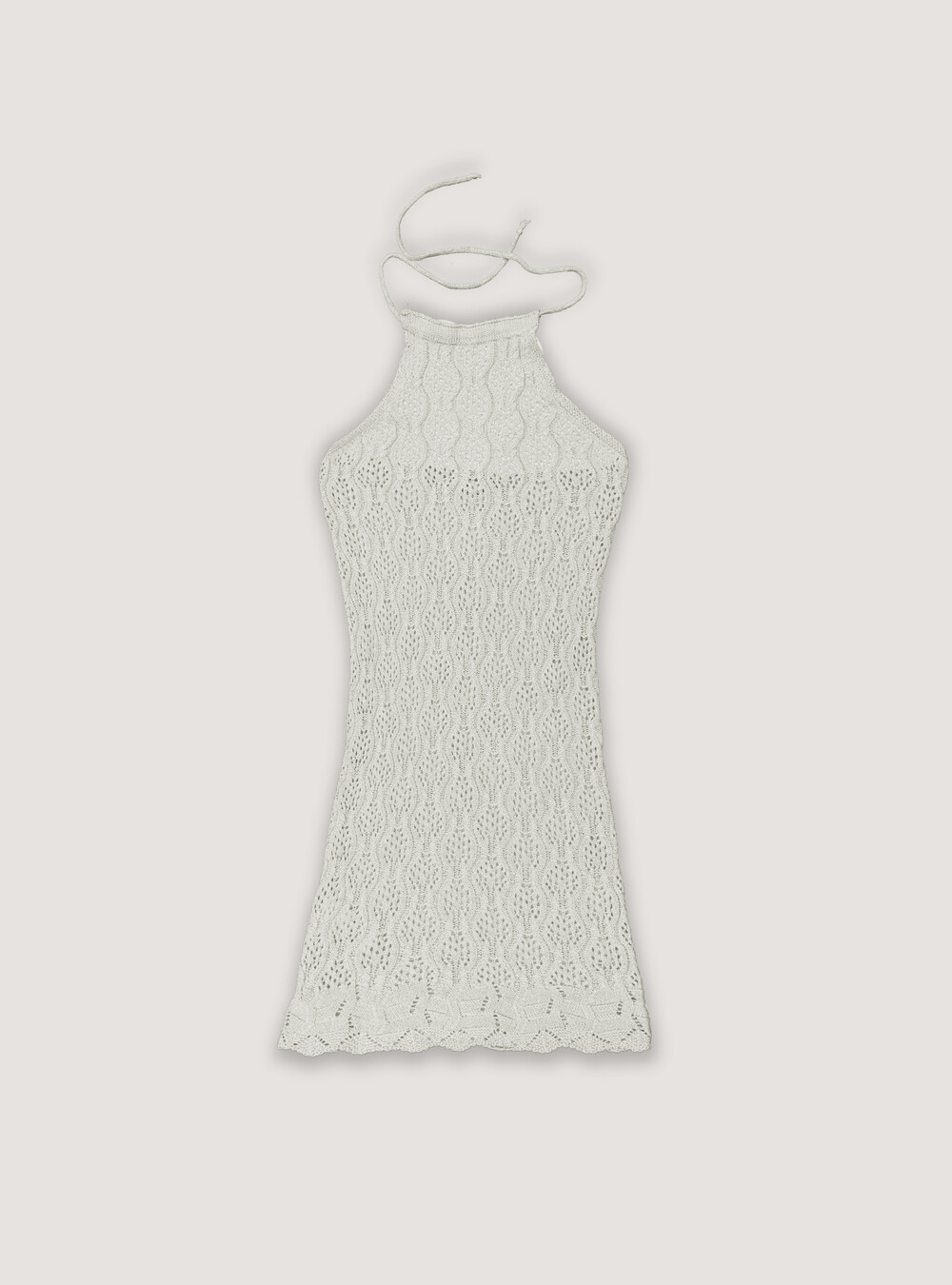 Crochet knit dress with halter neckline - Main Image