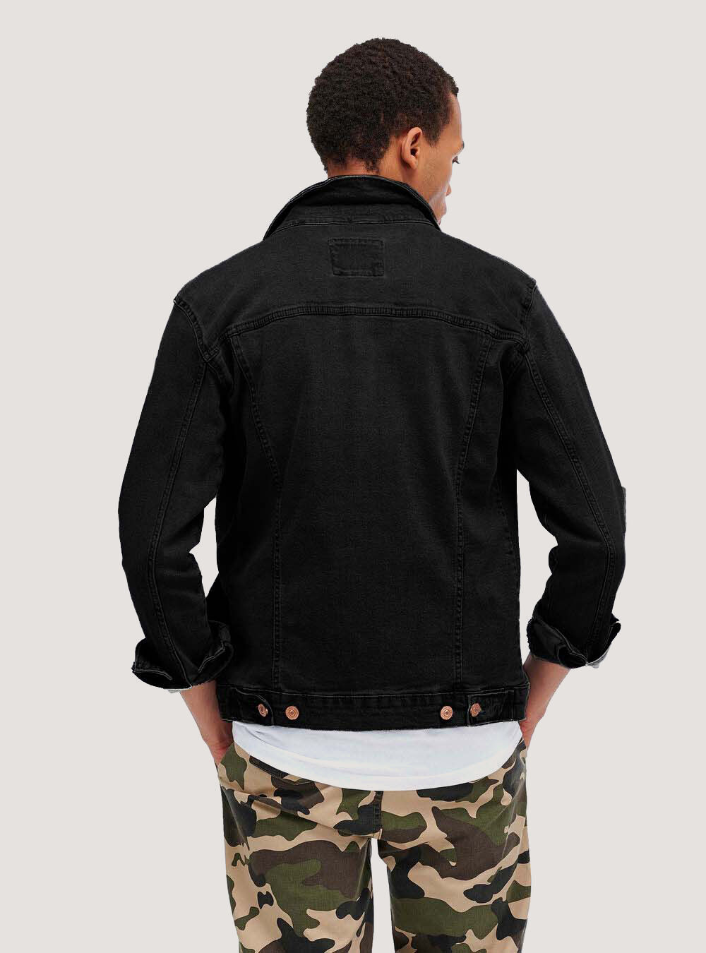 Denim comfort stretch jacket, BLACK