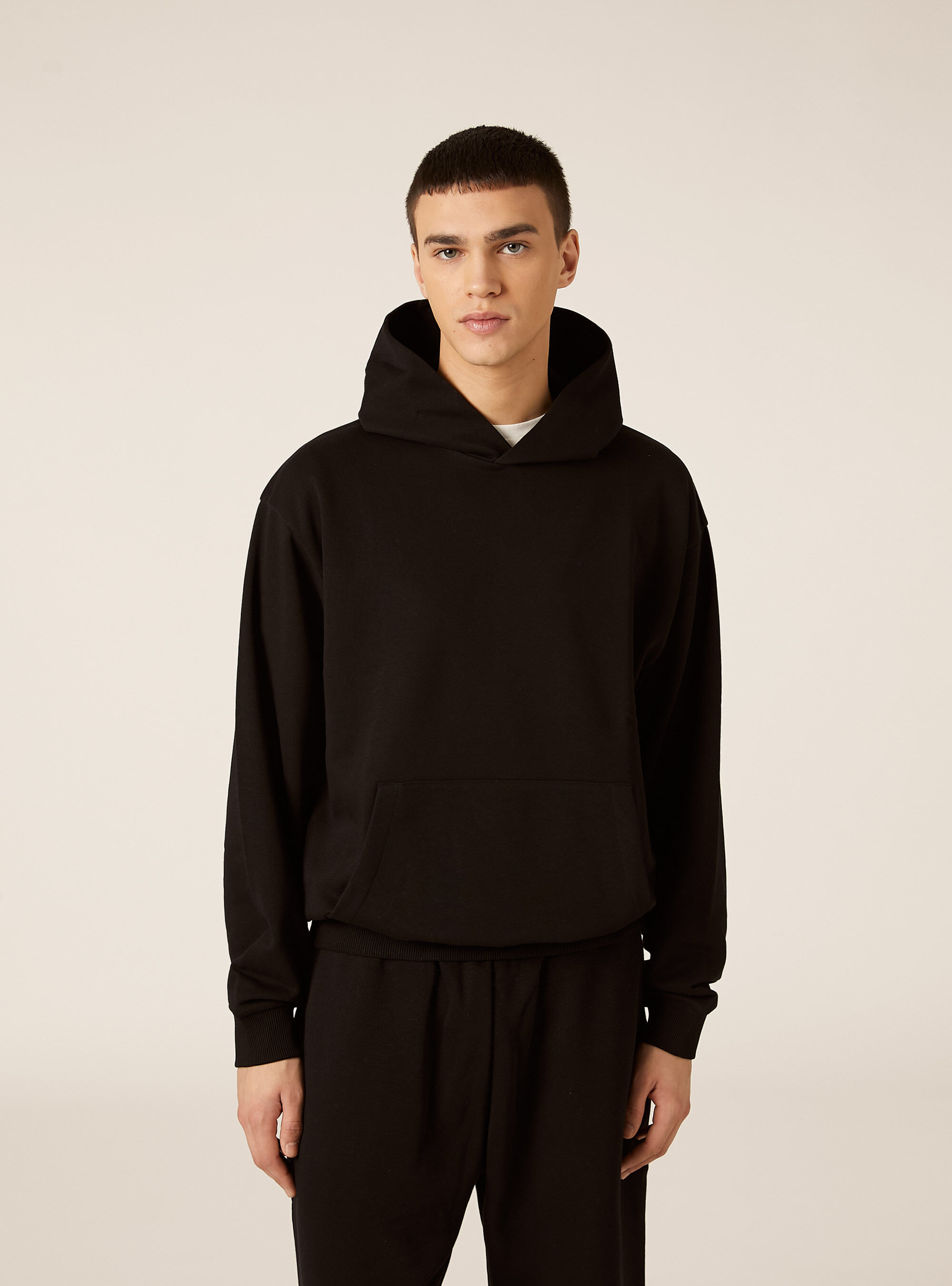 Boxy fit hooded sweatshirt, BK1 BLACK