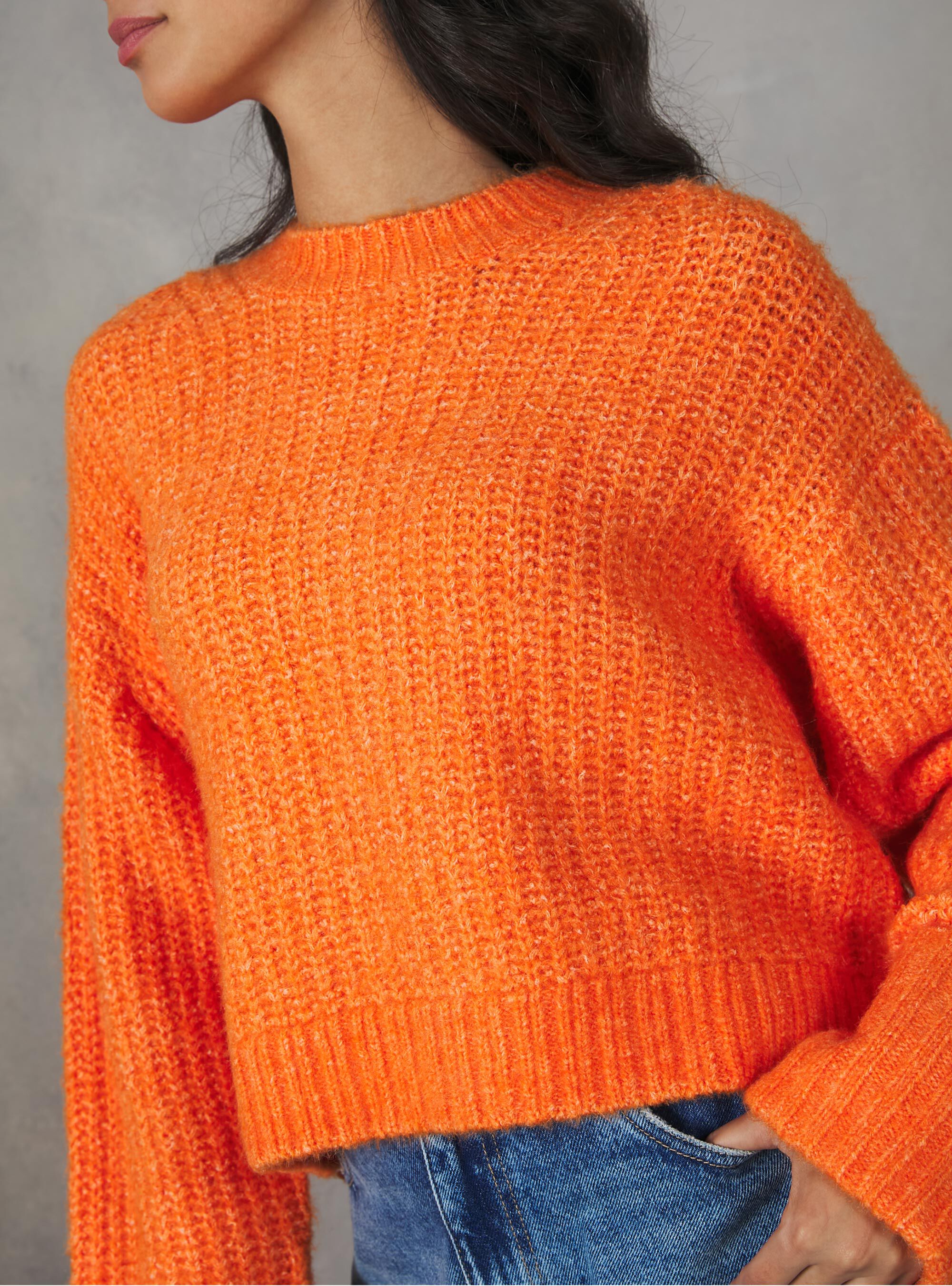 English rib cropped pullover, OR3 ORANGE LIGHT