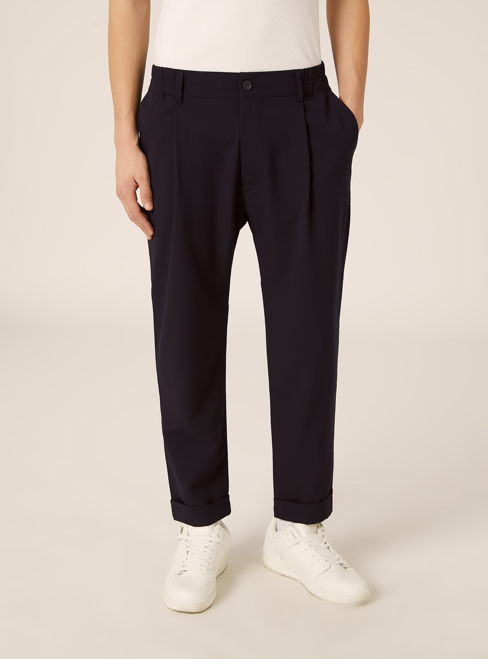 Pantaloni carrot fit con pinces, NA1 NAVY DARK