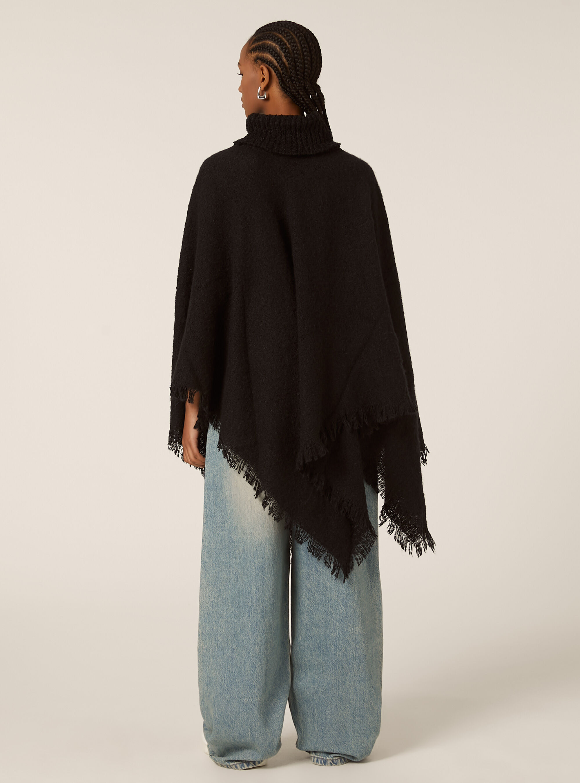 Poncho soft touch a collo alto, BK1 BLACK