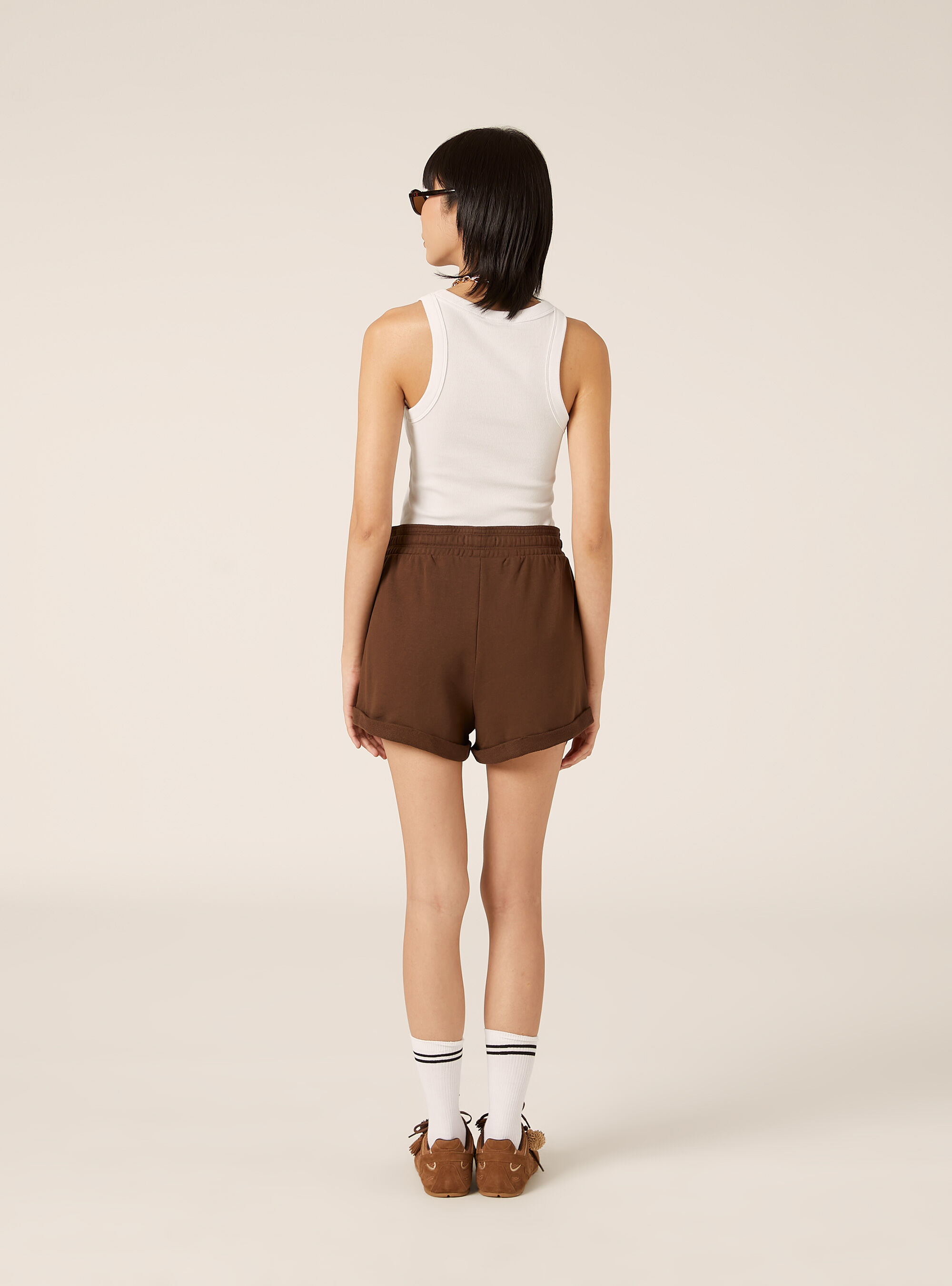 Shorts basic in felpa, BR2 BROWN MEDIUM