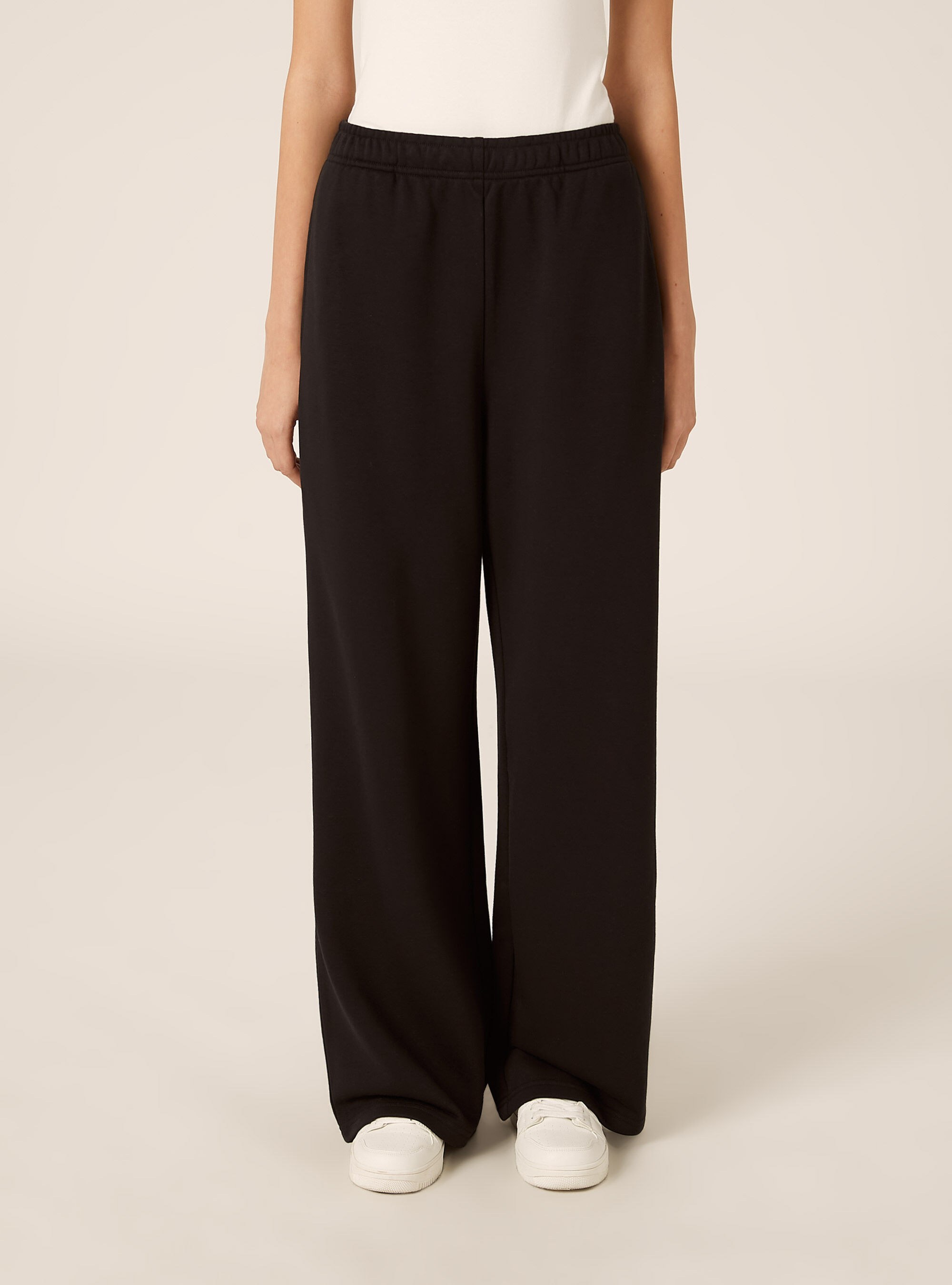 Pantaloni jogger gamba larga, BK1 BLACK