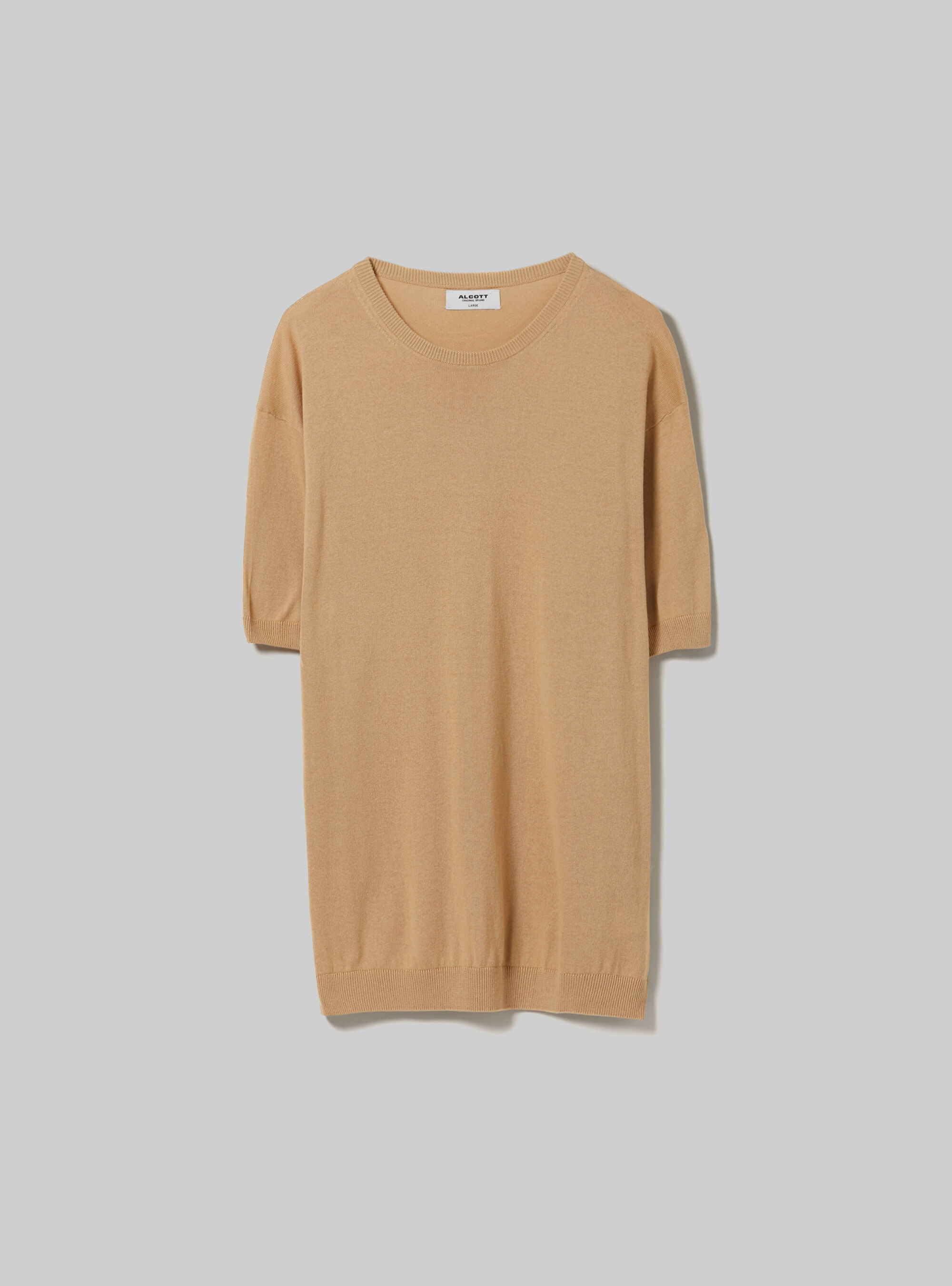 Short-sleeved cotton pullover, BG3 BEIGE LIGHT