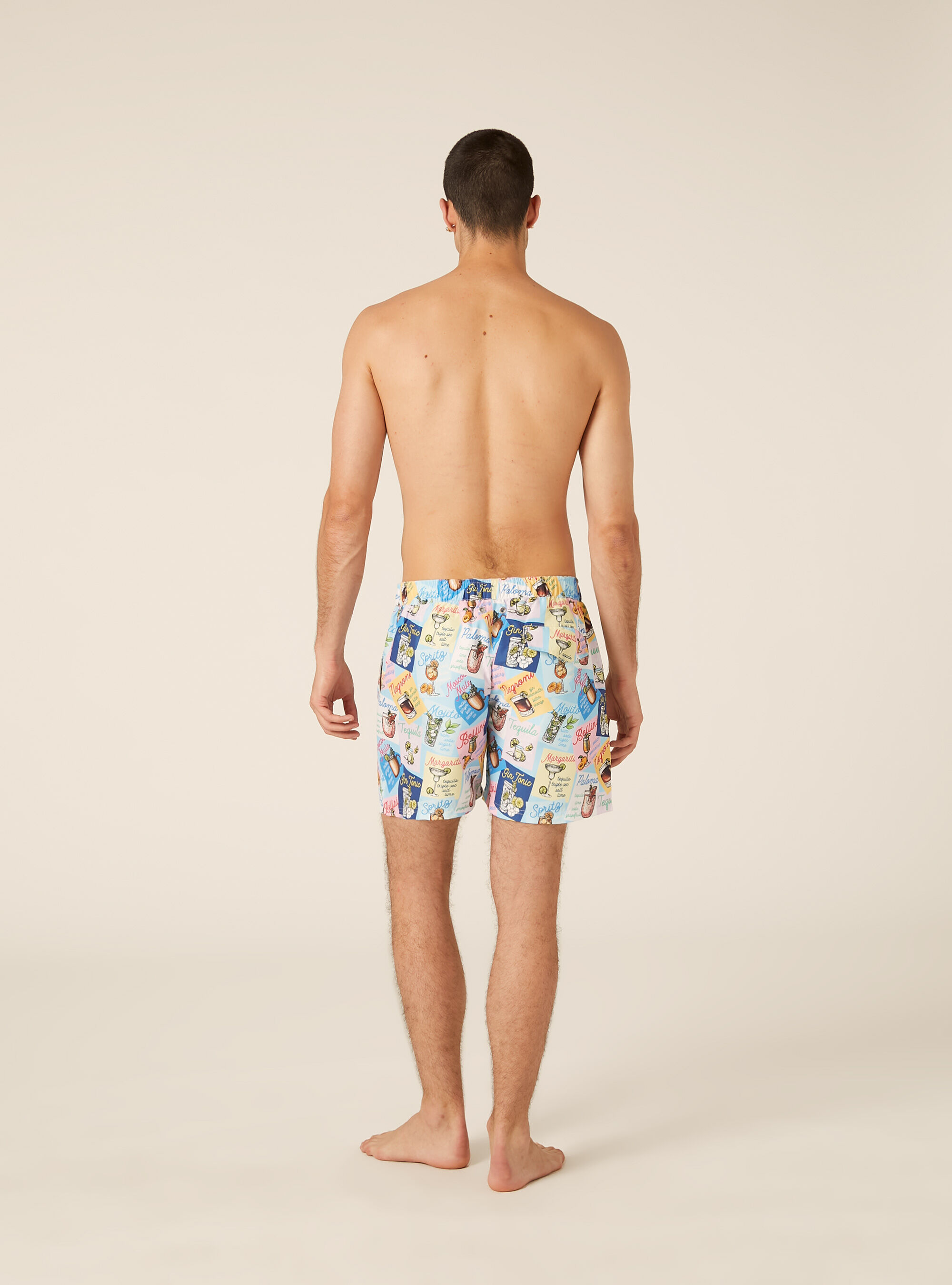 Costume con stampa drink francobollo, AZ3 AZURE LIGHT